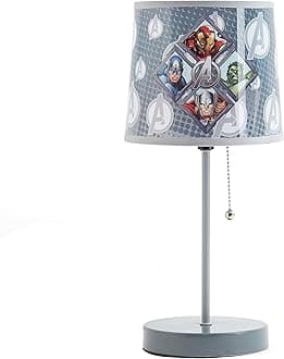 Avengers Stick Table Kids Lamp with Pull Chain, Themed Printed Decorative Shade,Metal