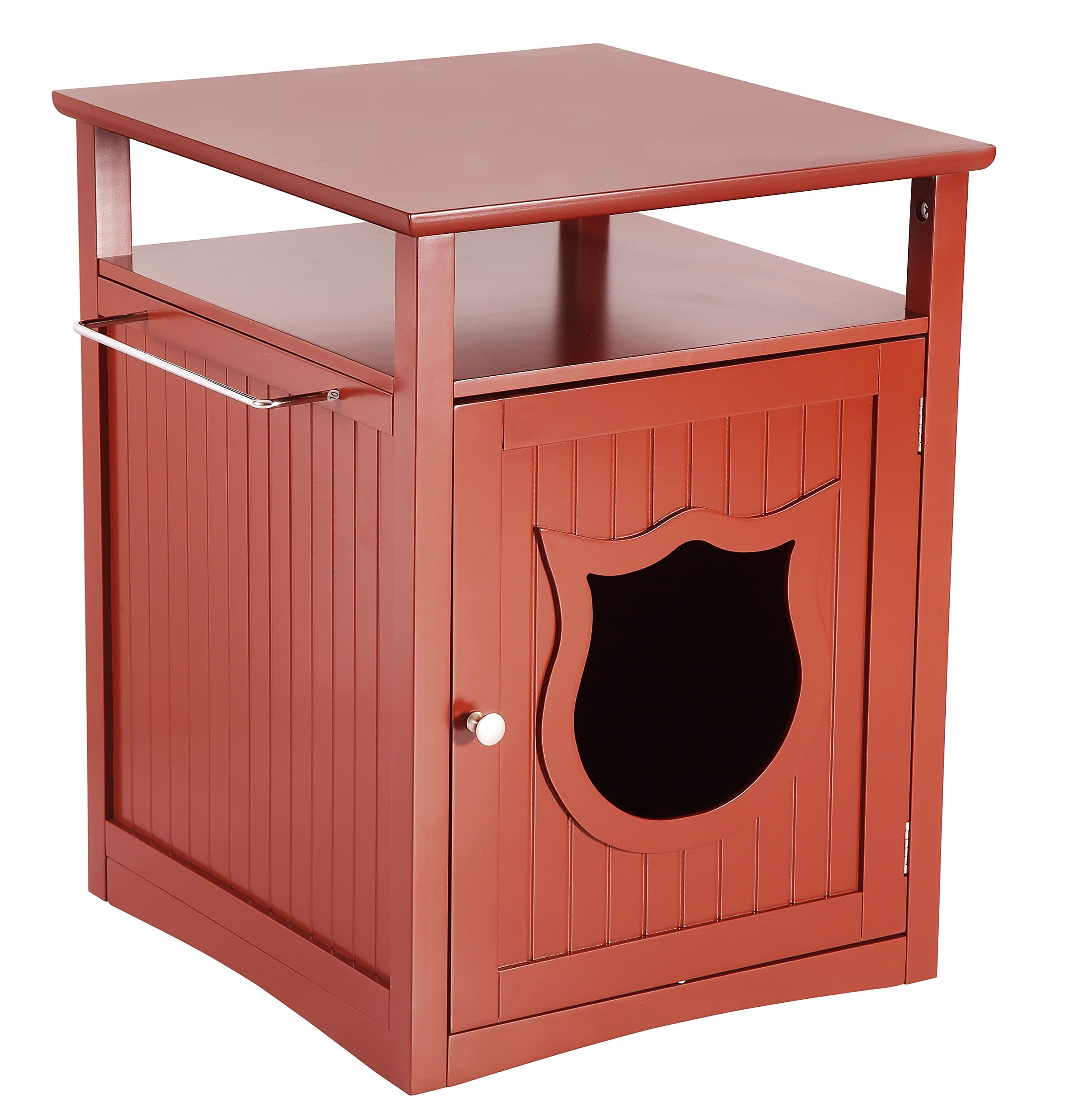 Kitty Cat Thunder Box Pet House and Litter Box Comfort Room with Night Stand, Natural