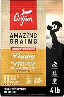Amazing Grains High Protein Dry Dog Food Puppy Recipe 4lb Bag