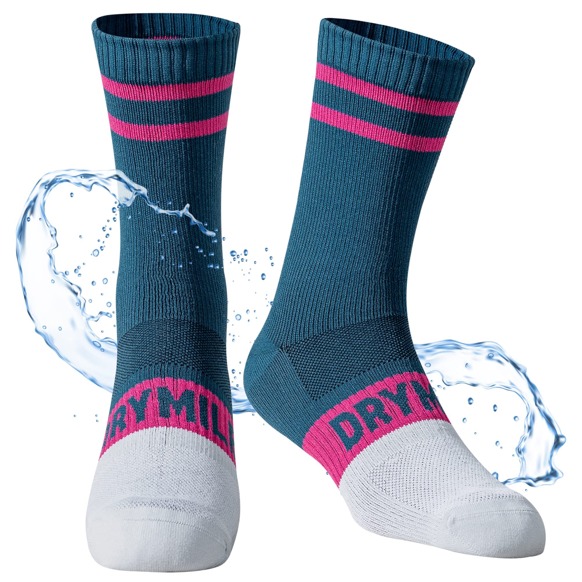 DRYMILE Slim Waterproof Socks, Thin Moisture Wicking Waterproof Socks for Men & Women, Golf, Cycling, Trekking - Crew