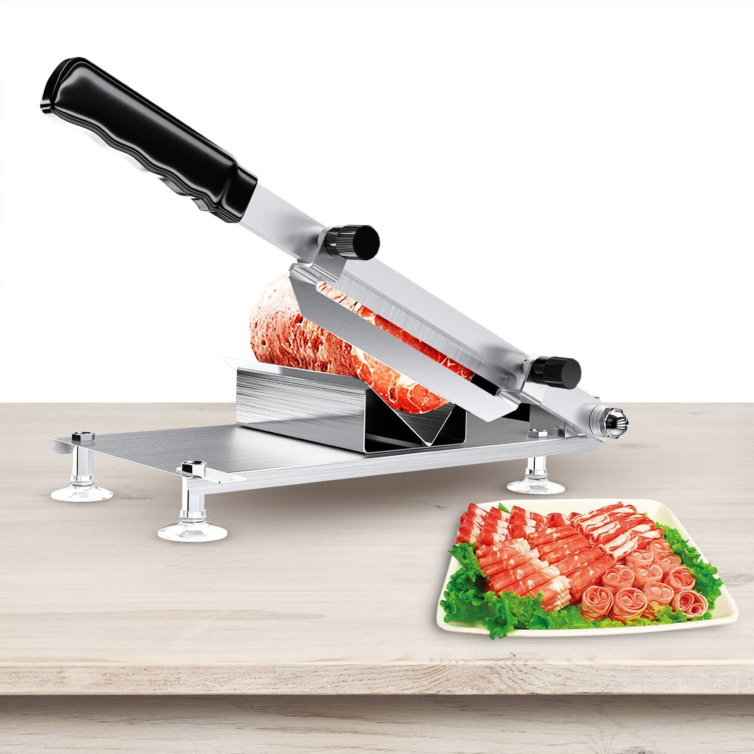 Meat Slicer-Manual Frozen Meat Slicer Cutter Beef Mutton Sheet Slicing Machine For Home Kitchen and Business Use-Food Slicer Stainless Steel Handle