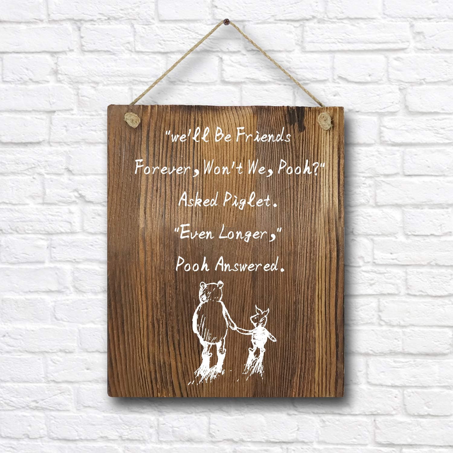 Winnie The Pooh Quotes and Saying Rustic Wood Wall Art Decor- 8"x10" Wooden Hanging Wall Art for Classroom Office Child/Boy/Girl/Nursery Room Decor