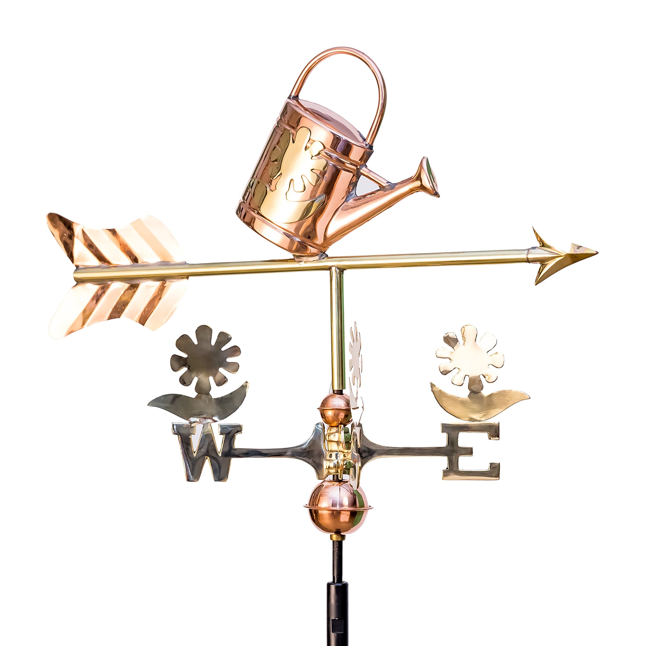 Garden Watering Can Weathervane Polished Copper (Copper, W/Roof Mount)