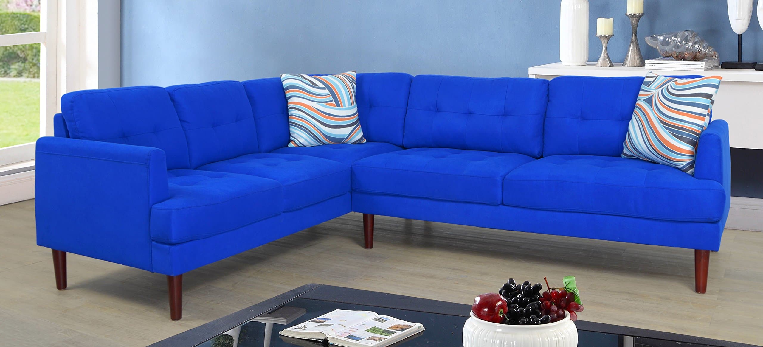 Eternity Home Tate Left Facing Sectional Sofa Set, Ocean Blue