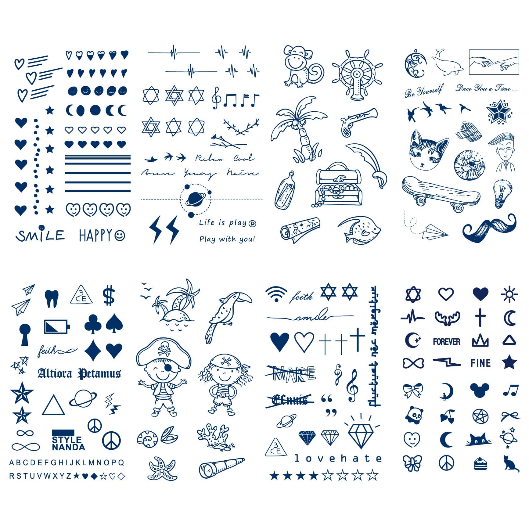 Semi Permanent Tiny Tattoos for Kids Boys Grils, 8-Sheet Realistic Fake Tattoos Waterproof and Long Lasting 2 Weeks, Premium Temporary Tattoo Classic Heart Tiny Style