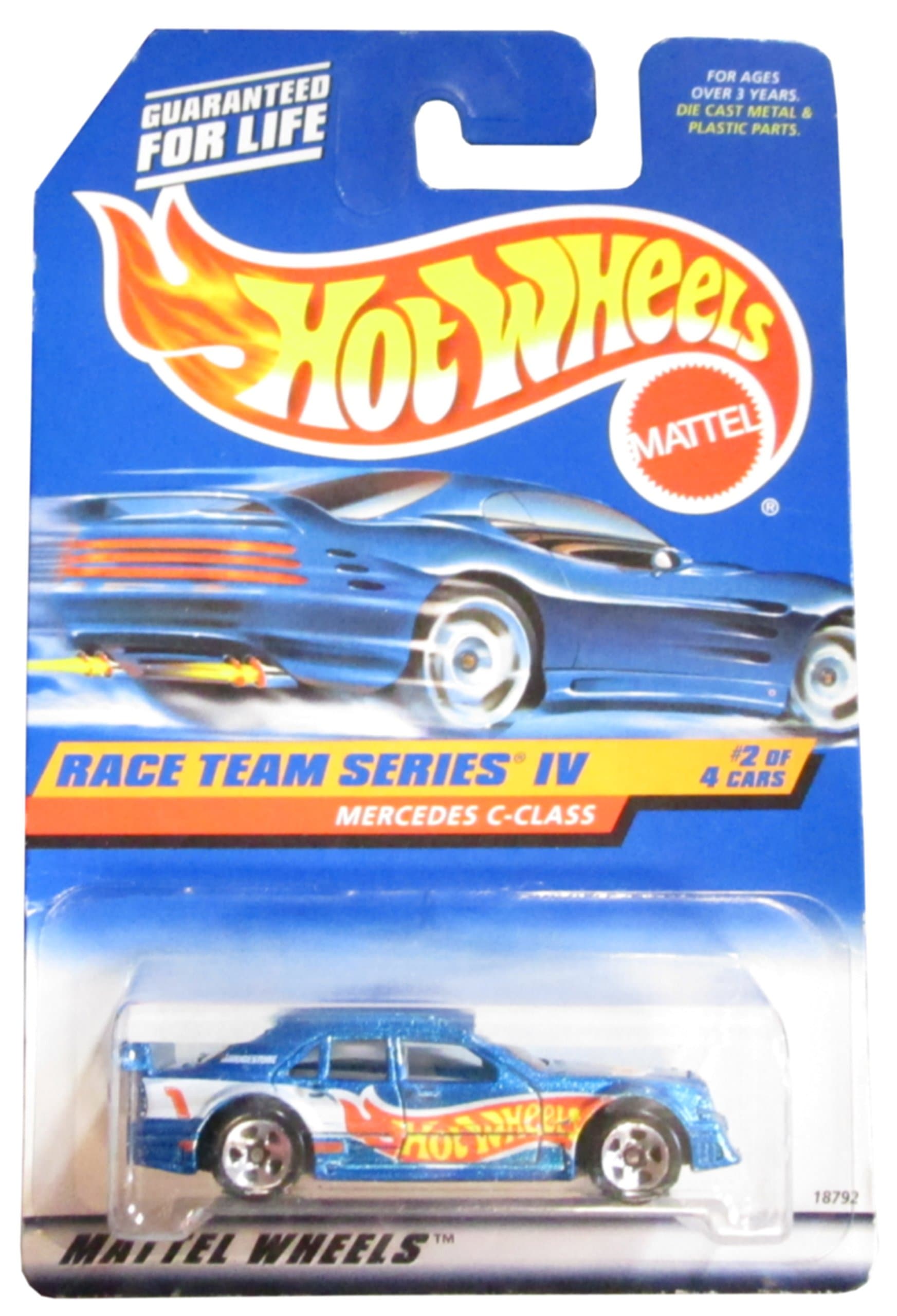 Mattel 1998 1:64 Scale Race Team Series IV Blue Mercedes C-Class Die Cast Car 2/4