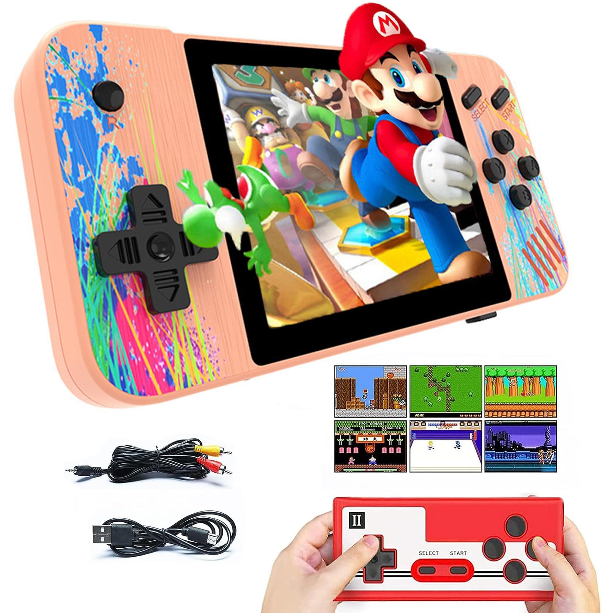 FCYOUO Handheld Game Console, Portable Retro Video Game Console 800 Classic FC Games Console with 3.5 Inch Color Screen, Rechargeable Mini Game Console Support TV Connection & 2 Players