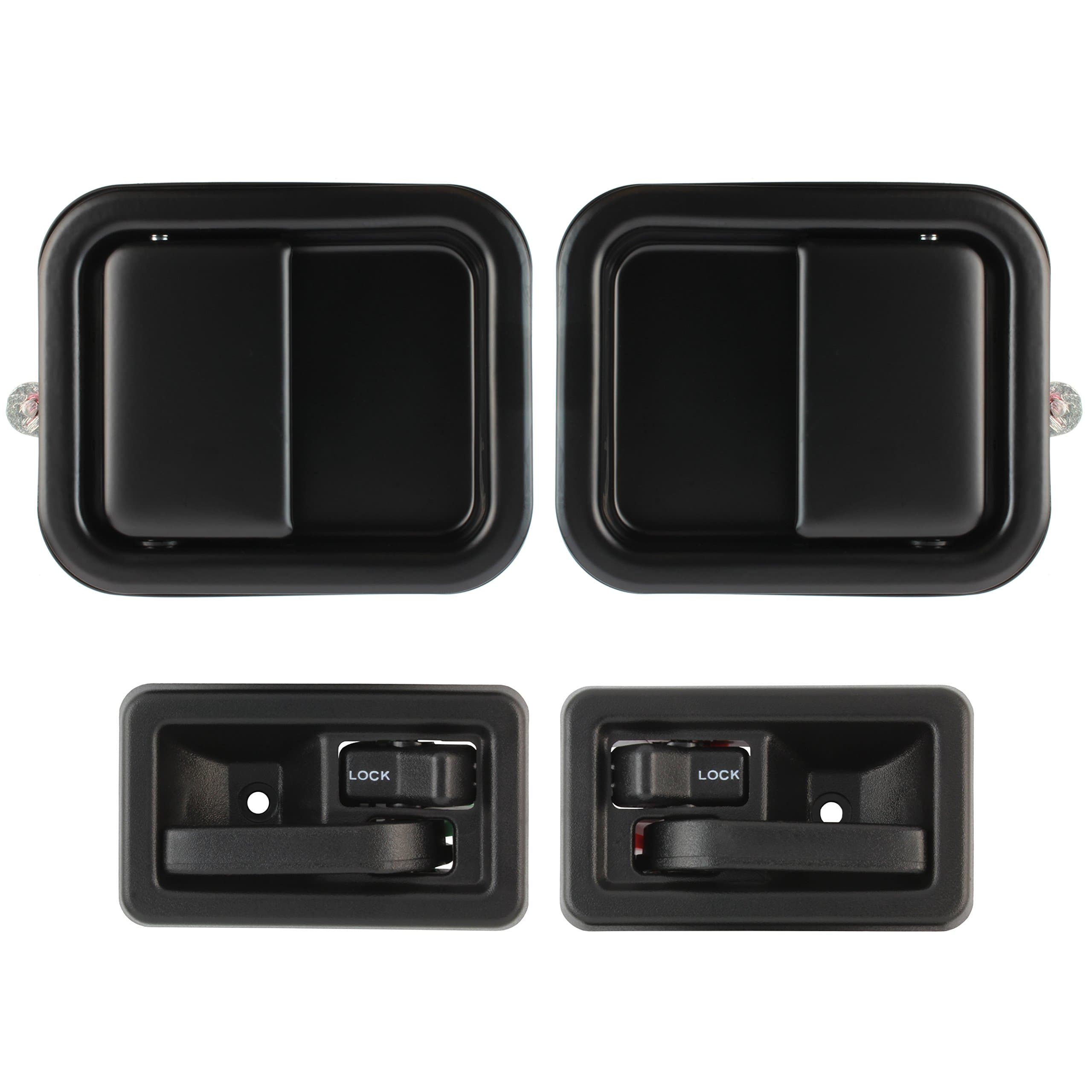 IAMAUTO 83432 Outside Outer Metal & Inside Inner Door Handle Kit (Set of 4 Handles) Fits 1991-2004 Jeep Wrangler