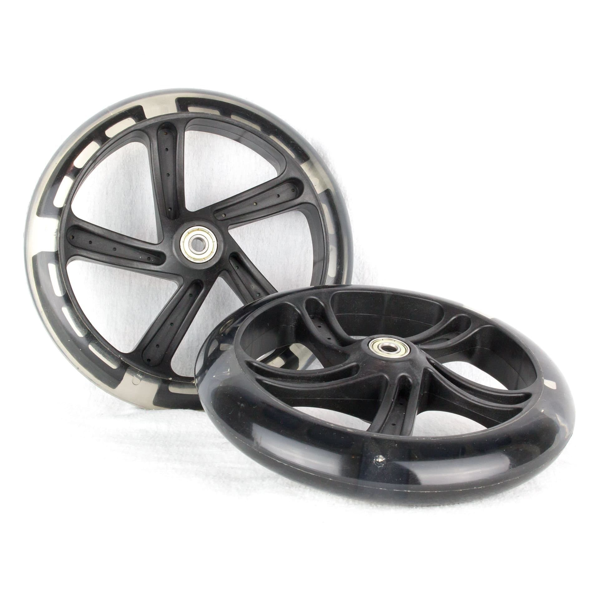 PU 200mm Replacement Wheels For Scooter Black Transparent - 2 Pieces