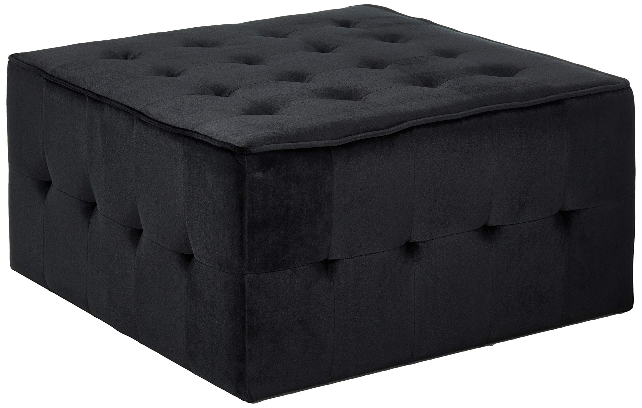 Christopher Knight Home Justin Glam Tufted Velvet Ottoman, Black