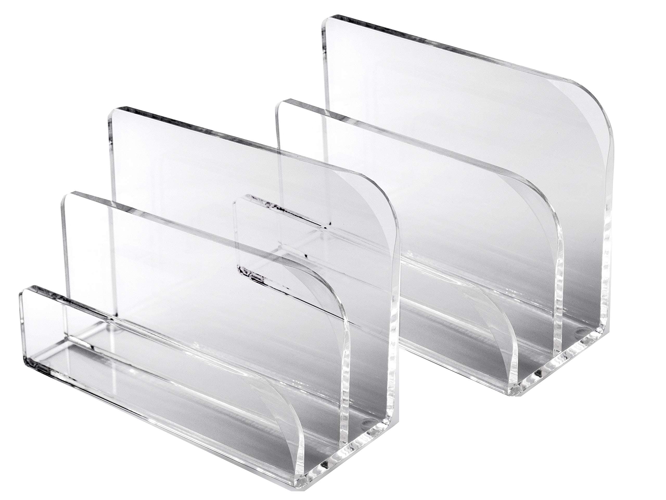 Desktop Mail Sorter Letter Sorter 2-Section 3x7x5 inch All Clear Storage Paper Holder Desk Organizer Pack of 2 (2)