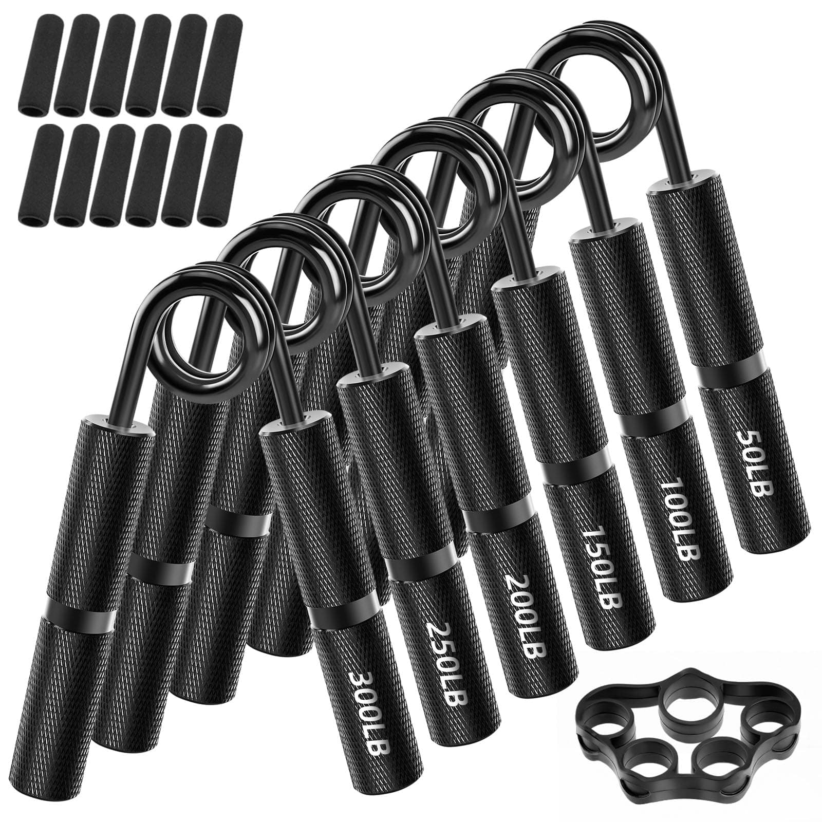 FAURIMMER Hand Grip Strengthener Set, 6-Pack 50LB to 300LB Hand Grips Finger Strengthener, Heavy-Duty Grip Strength Trainer with Protective Foam for Forearm Exercise, Hand Gripper, Hand Therapy, Ideal