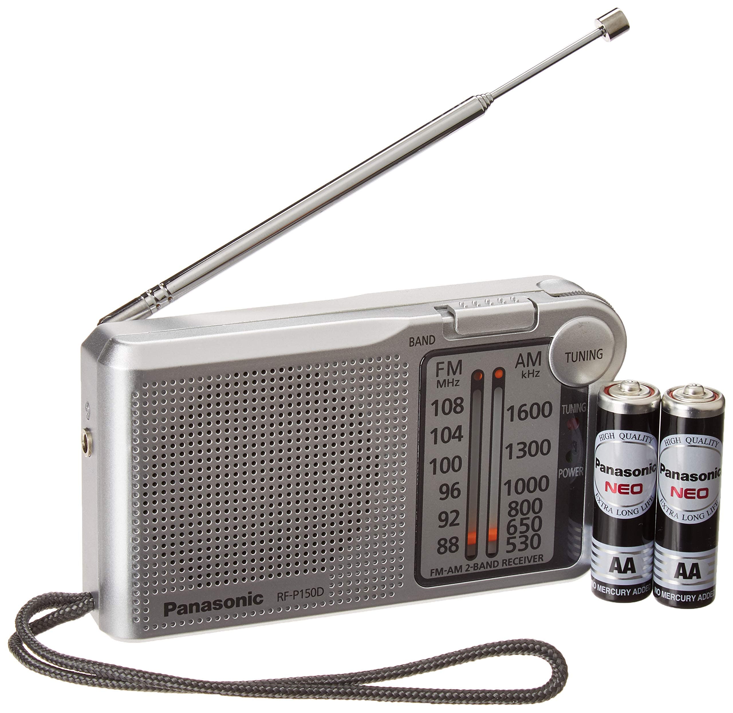 RFP-150D Battery Operated AM/FM Portable Pocket Size Radio (Silver/mat)