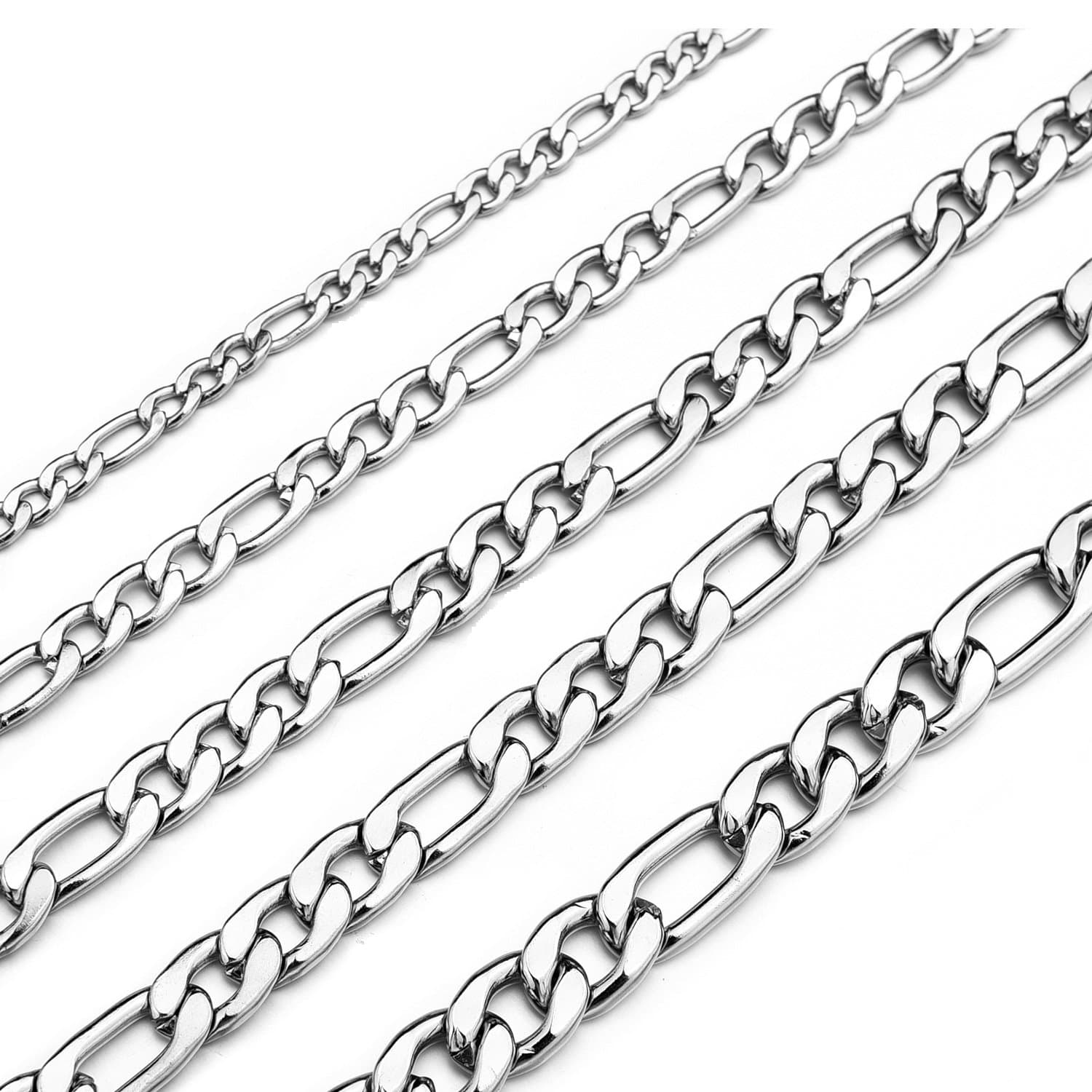 Figaro Chain Necklace Stainless Steel 24K Gold Plated Chains for Men Women Jewelry Gift