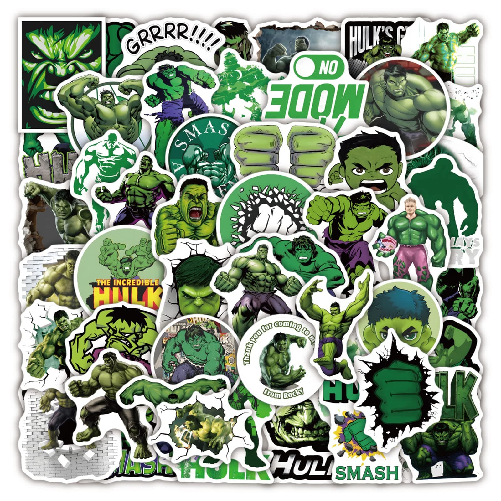 50Pcs Superhero Hulk Stickers, Cool Laptop Stickers, Waterproof Water Bottle Phone Skateboard Bike Guitar Luggage Sticker for Teen Kid - Hulk