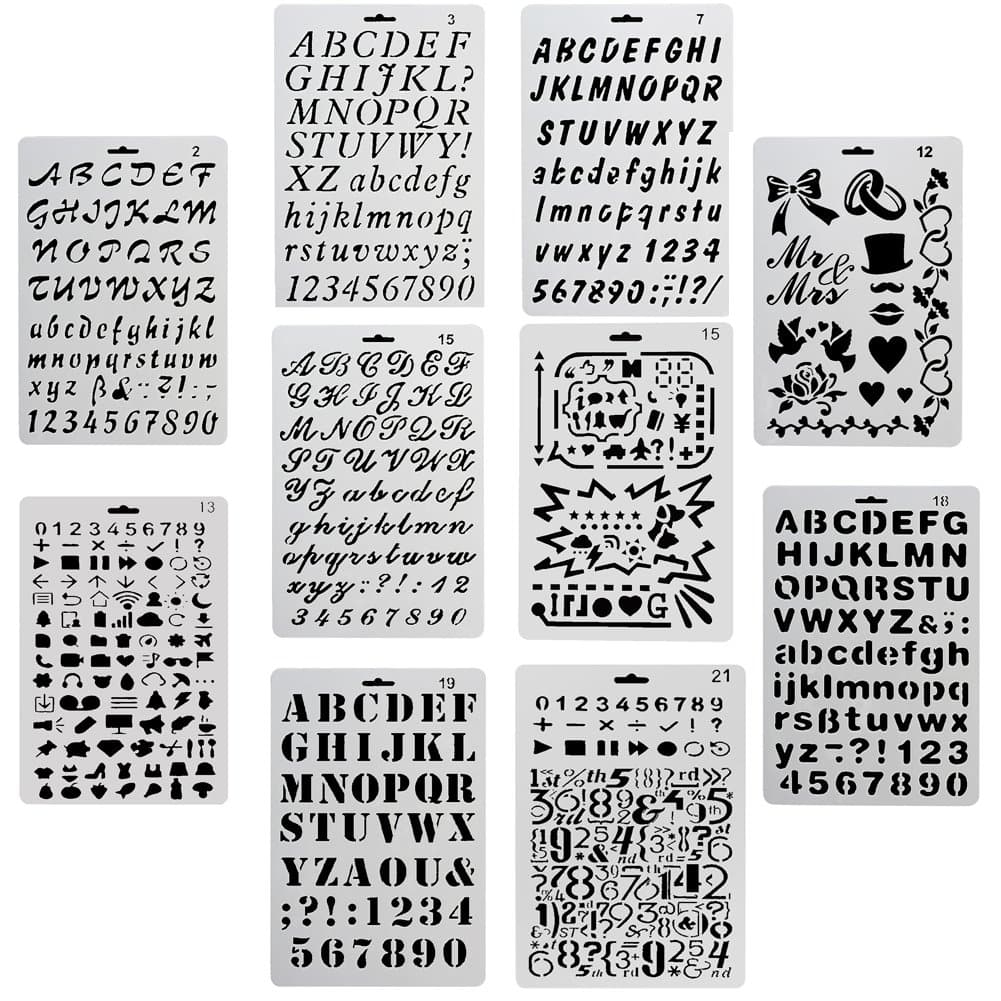GOGOMAX 10 Pieces Plastic Bullet Journal Stencil Template for Journaling, Scrapbooking, Drawing and Art Projects