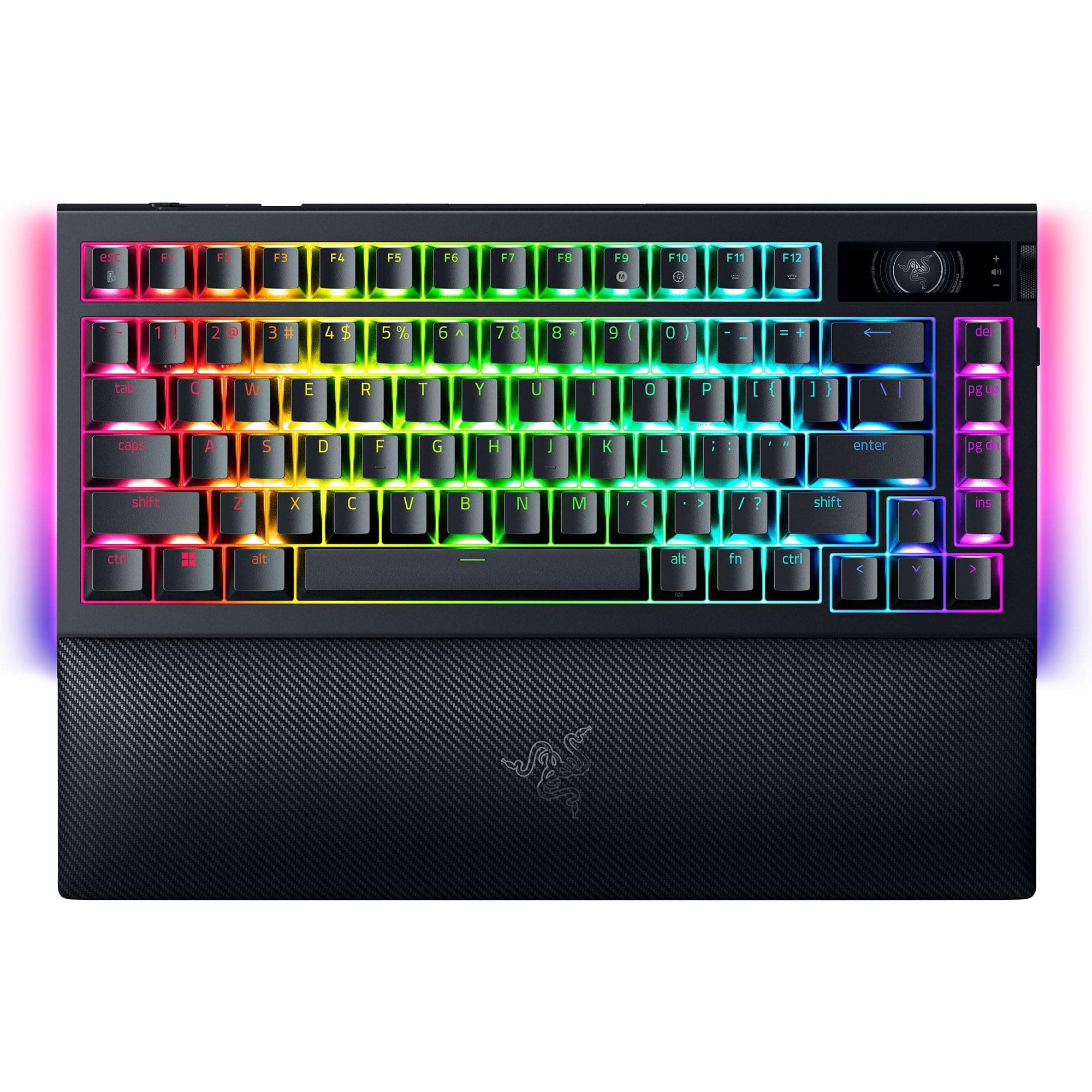 Razer BlackWidow V4 Pro 75% Wireless Gaming Keyboard: OLED Display - True 4K Hz Wireless - Bluetooth - Hot Swappable - Orange Tactile Switches - Command Dial - Snap Tap - Chroma RGB - Wrist Rest