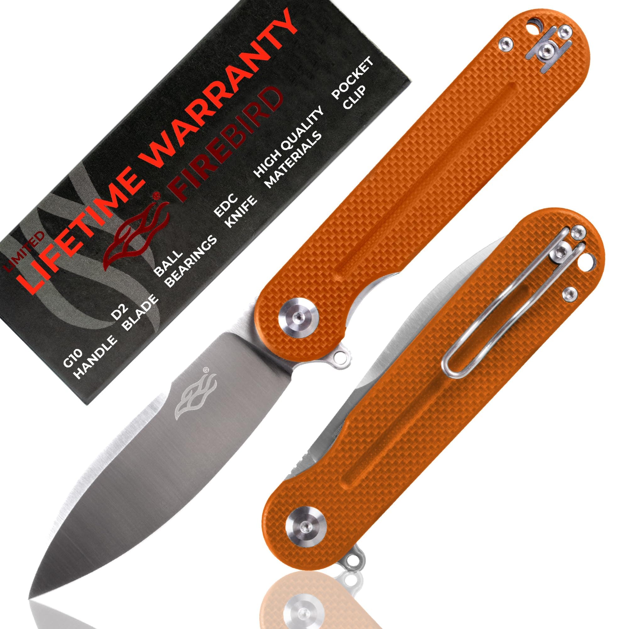 GANZO Firebird FH922-OR Pocket Folding Knife D2 Steel Blade G10 Anti-Slip Han...