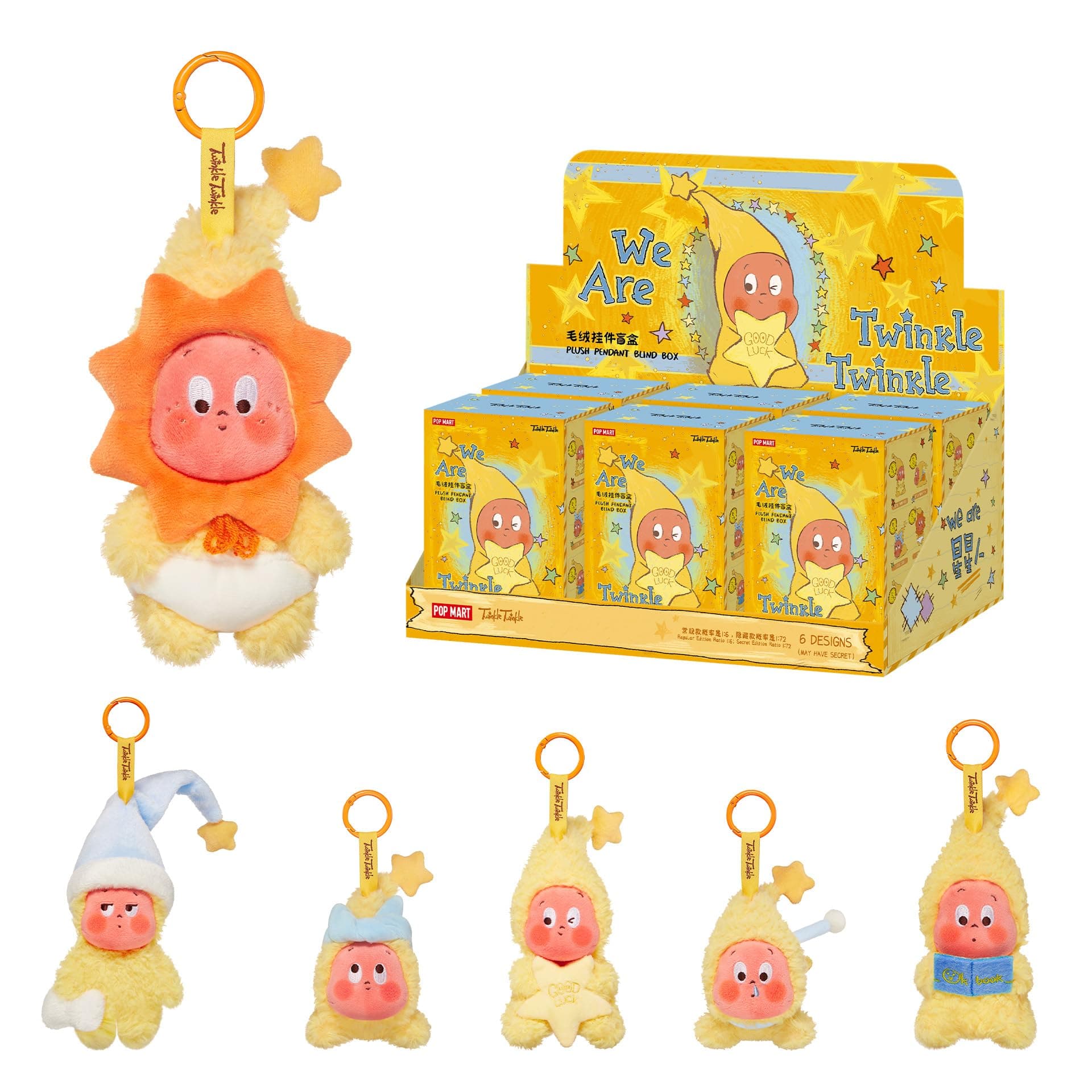 POP MART We are Twinkle Twinkle Series-Plush Pendant Blind Box, 6PCs Twinkle Twinkle Blind Box Figures, Random Design Action Figures Collectible Toys Home Decorations, Whole Set