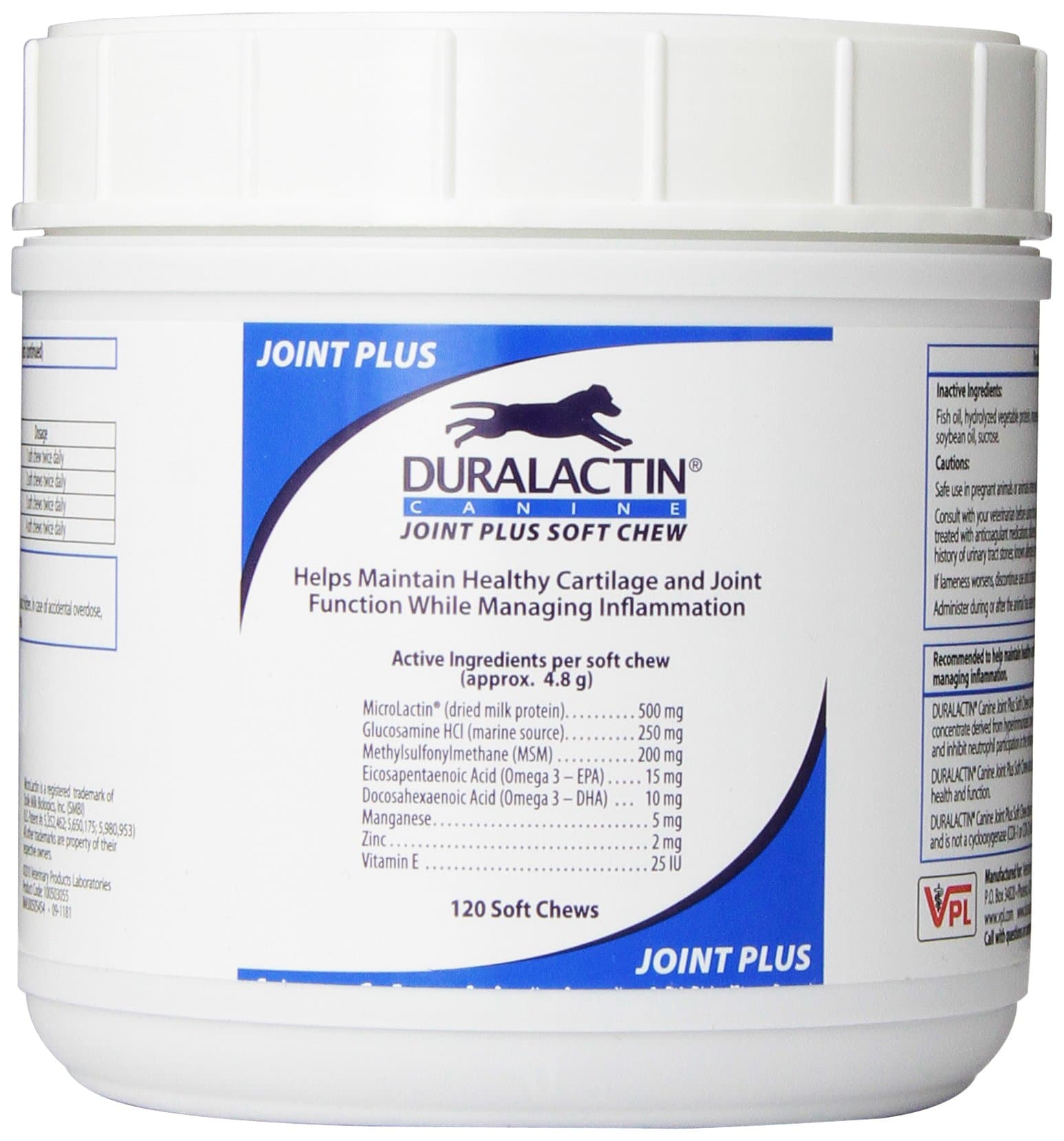 Veterinary Products Laboratories Duralactin 120 Count Canine Joint Plus Soft Chews