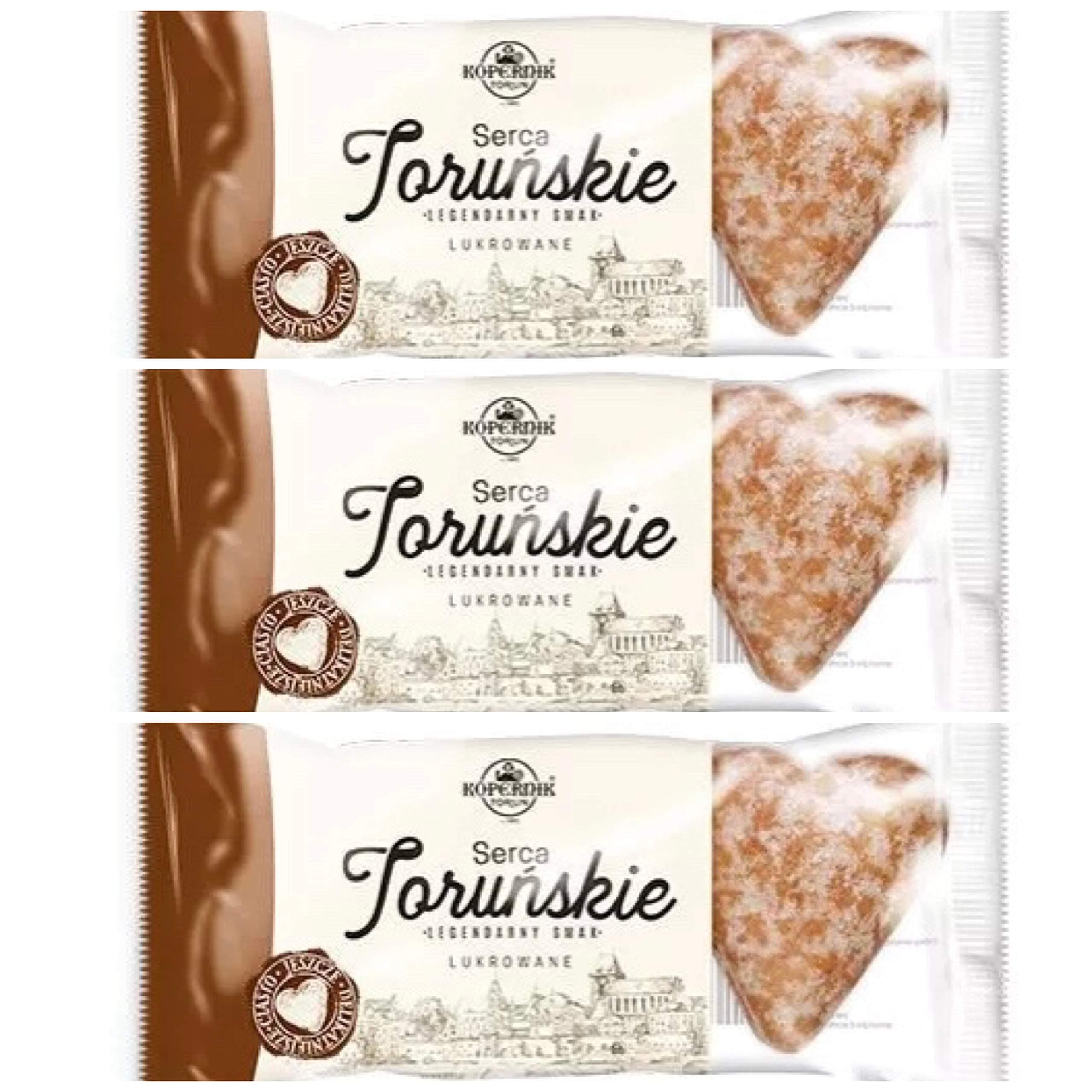 KOPERNIK PIERNIKI TORUNSKIE ICED HEARTS 3 pack x 120 g. / 4.23 oz. Product of Poland. Packing by Granda.