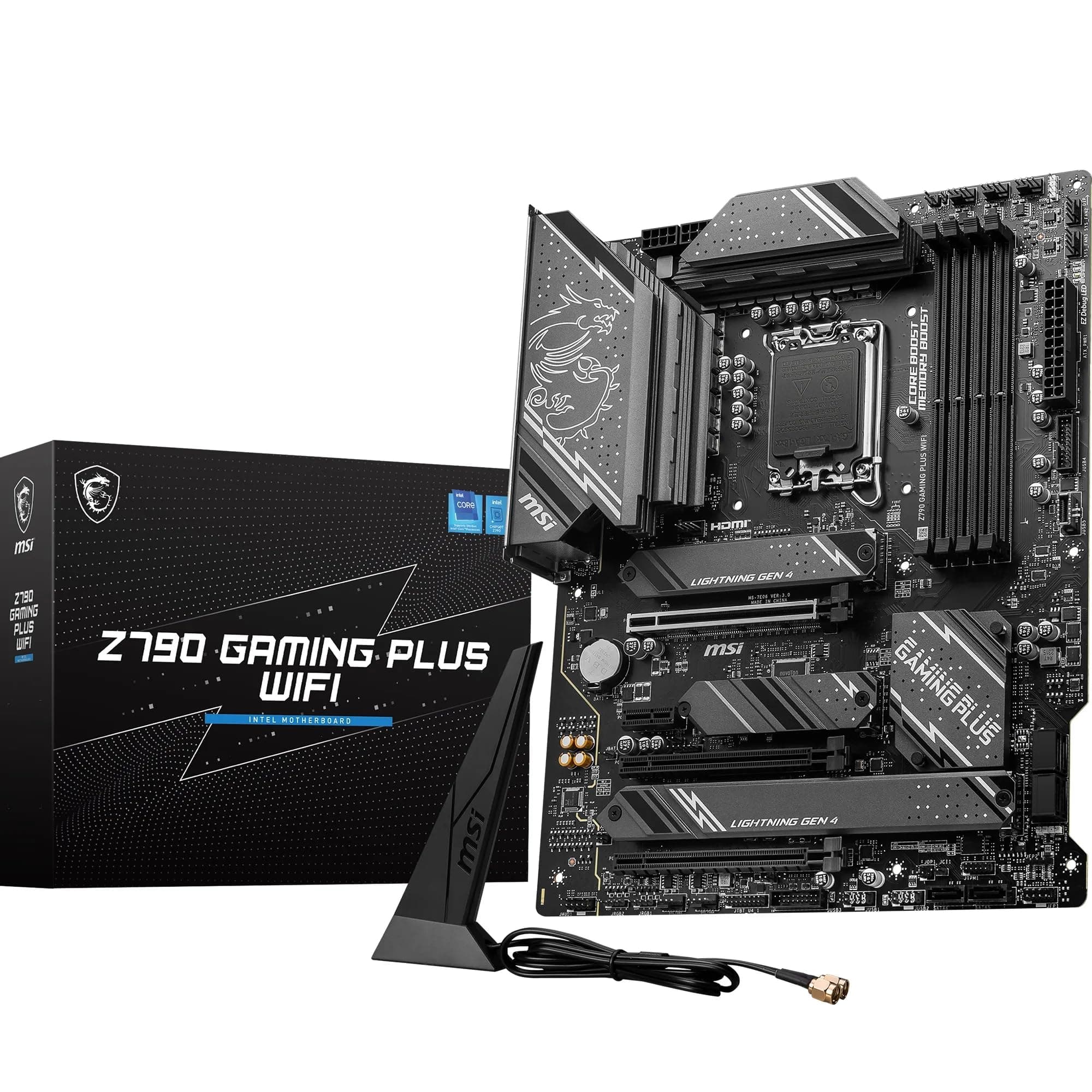 MSI Z790 Gaming Plus WiFi Motherboard, ATX - Supports 14th/13th/12th Gen Intel Core Processors, LGA 1700 - DDR5 Memory Boost 7200+MHz/OC, 1 x PCIe 5.0 x16, 4 x M.2 Gen4, 2.5G LAN, Wi-Fi 6E