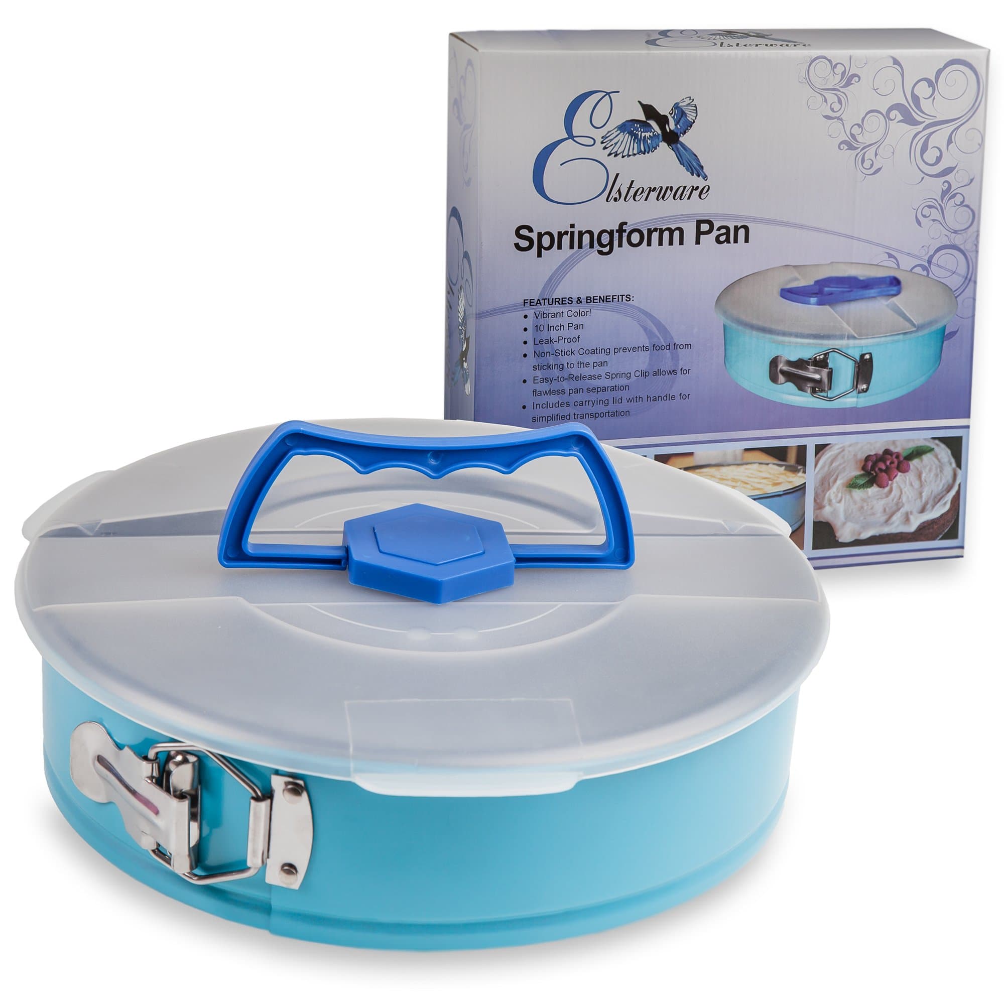 Springform Pan 10 Inch for Baking Cake and Cheesecake from Elsterware Quick-Clean Tin, Easy Release Spring Clip, and Removable Bottom Allow Pans Nonstick Separation to Reveal a Masterpiece. Bake Easy!