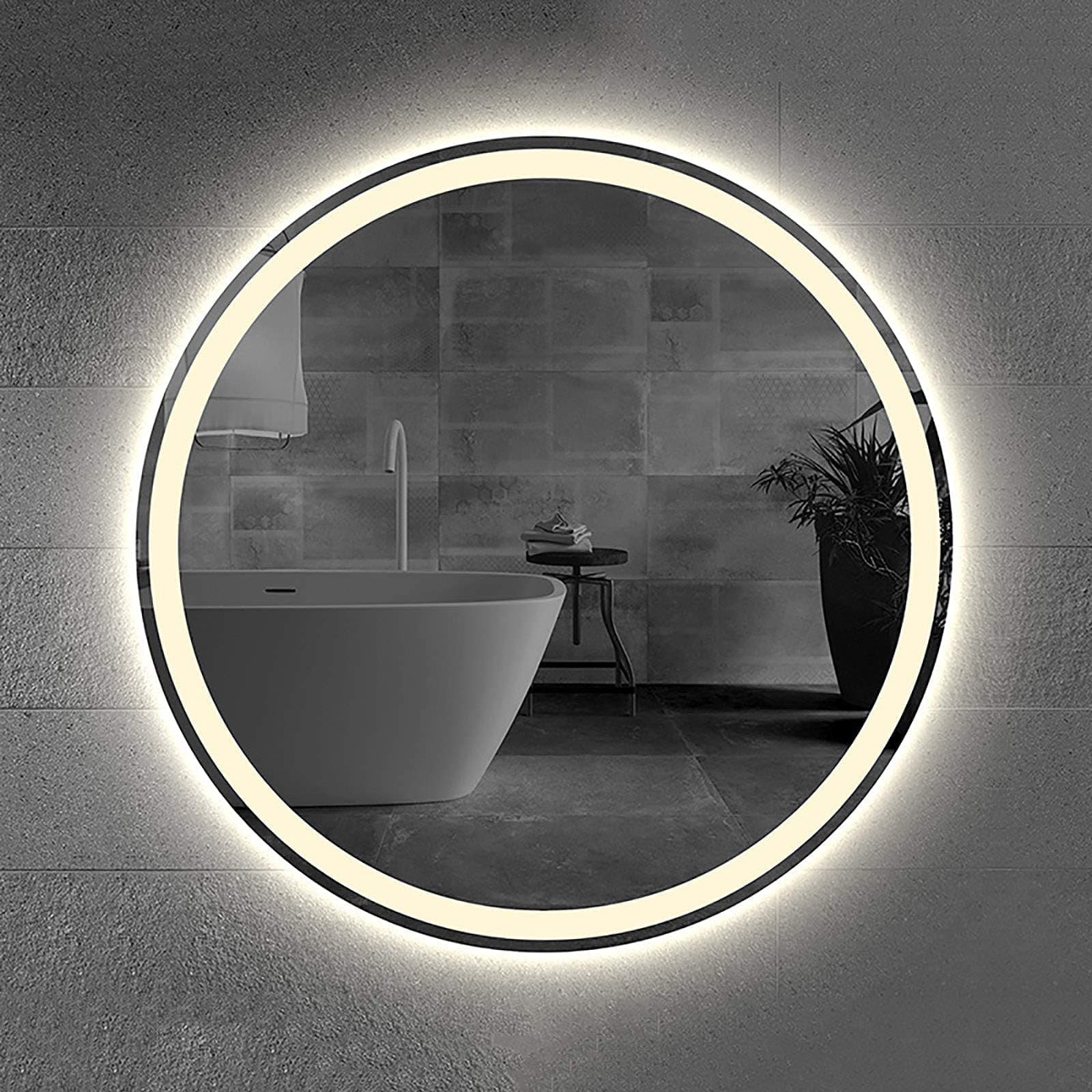 AI LI WEI Makeup Mirror Morden Round Led Lights Mirror Wall Mounted Vanity Mirror Makeup Mirror Cosmetic Bathroom Explosion Proof Mirror with White Light/Warm Light/Neutral Light