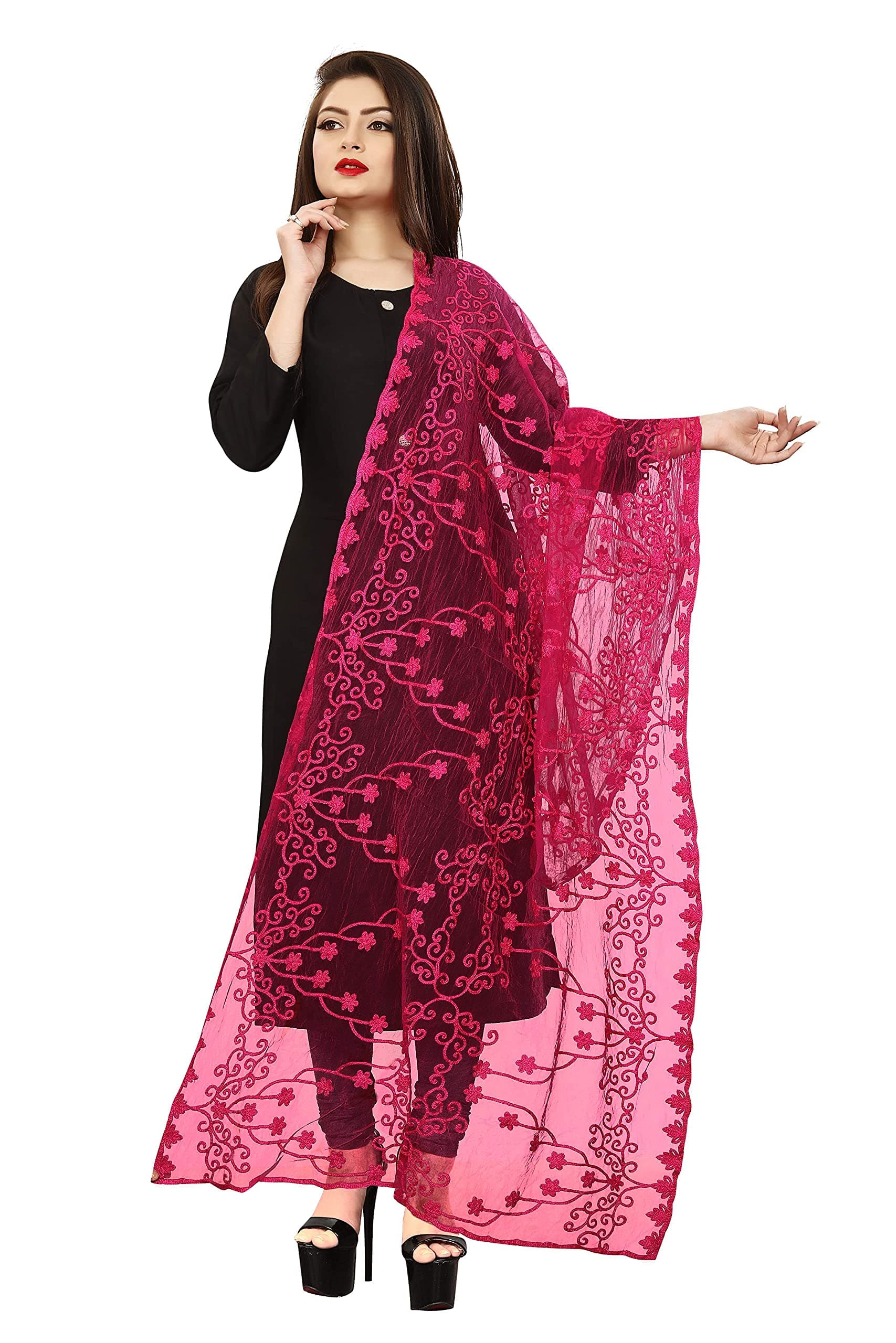 AKSHAR LLCWomen's Soft Net Scarf Shawls & Wraps for Evening Dress, Wedding & Special Occasion, Beach Swimsuit Cover-Up