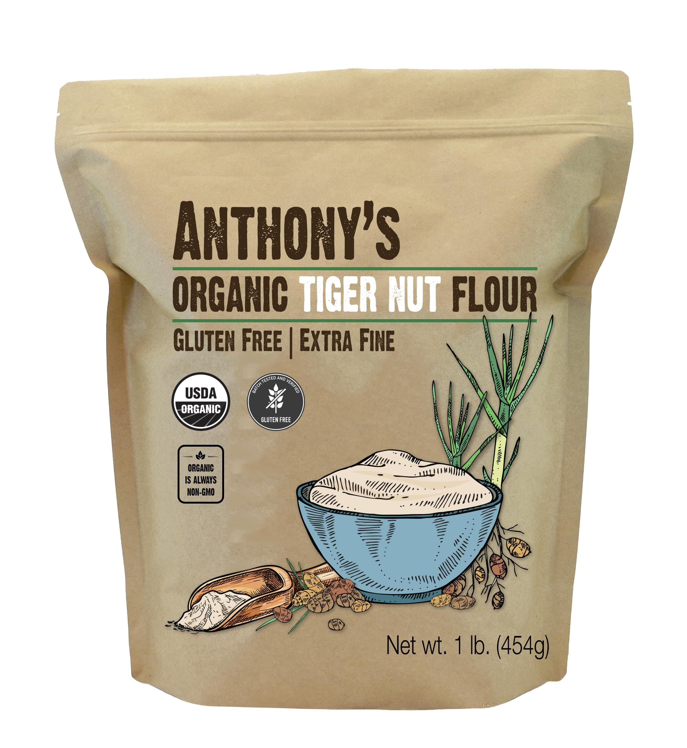 Organic Tiger Nut Flour, 1 lb, Gluten Free, Non GMO, Paleo Friendly