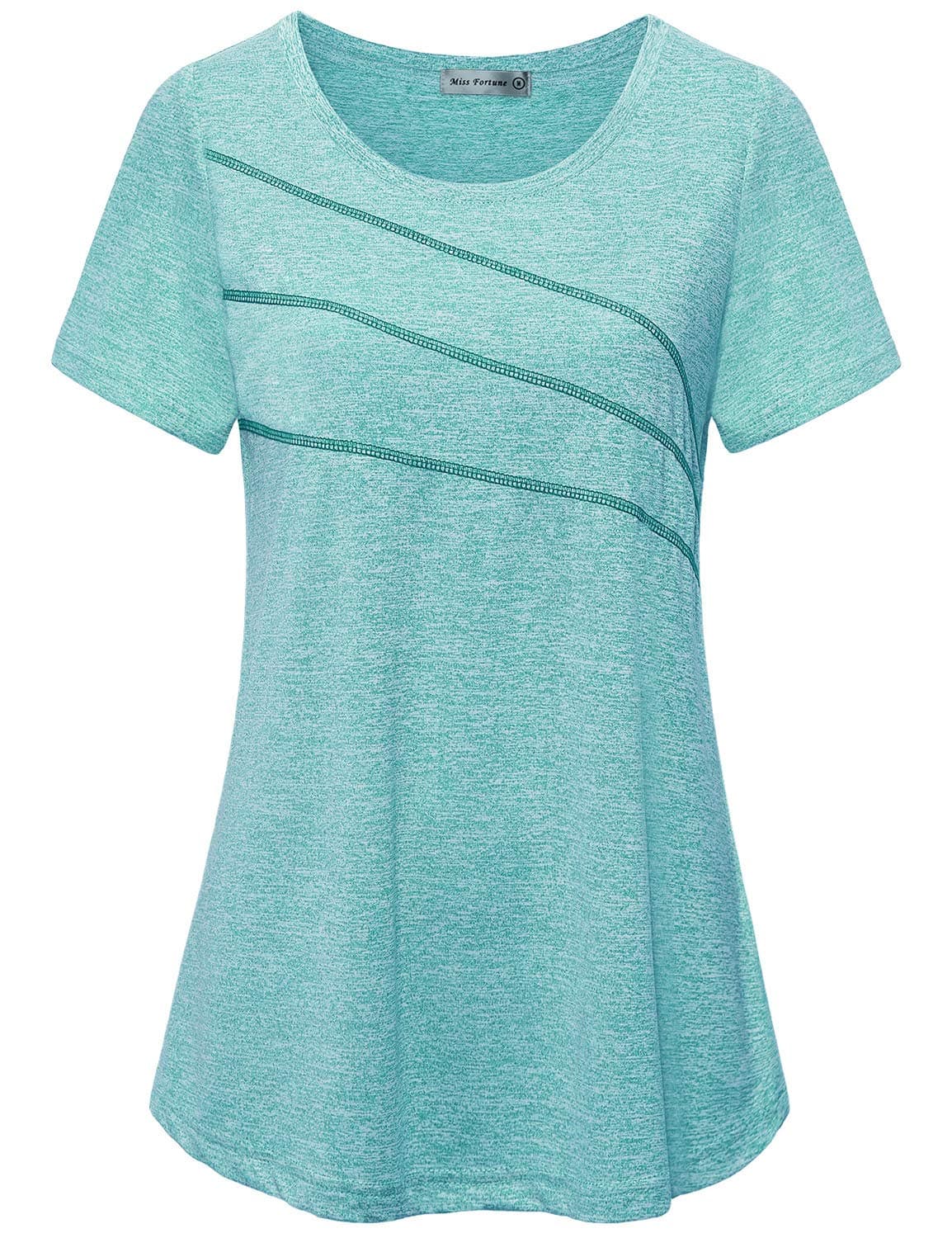 MISS FORTUNEWomen's Exercise Tops for Yoga Hiking Running Gym, Moisture Wicking Ladies Workout Clothes, Women Active Shirts