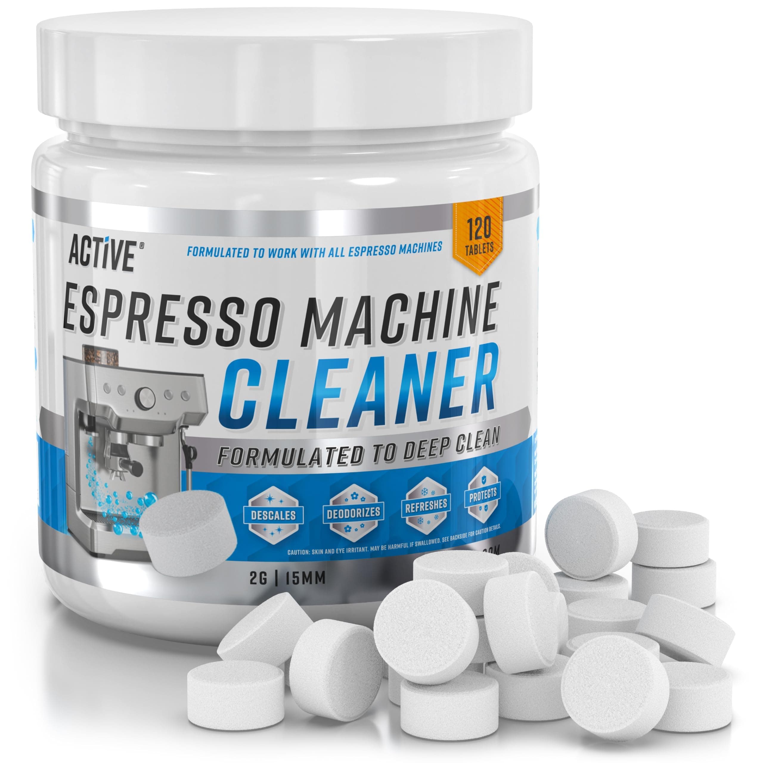 Espresso Machine Cleaning Tablets Descaling - 120 Tabs | Compatible with Breville Barista Express, Gaggia, Delonghi, Jura, Philips | Expresso Maker Backflush Oil Remover Solution Cleaner Clean Tablet