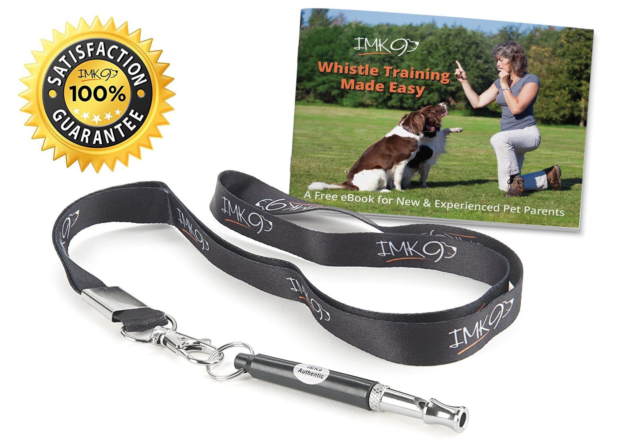 IMK9 Dog Whistle With Free Training eBook – Small and Large Pet Obedience Aid – Stop Pets From Barking and Remain Silent – Completely Safe and Humane – With Lanyard Necklace - Makes a Great Gift