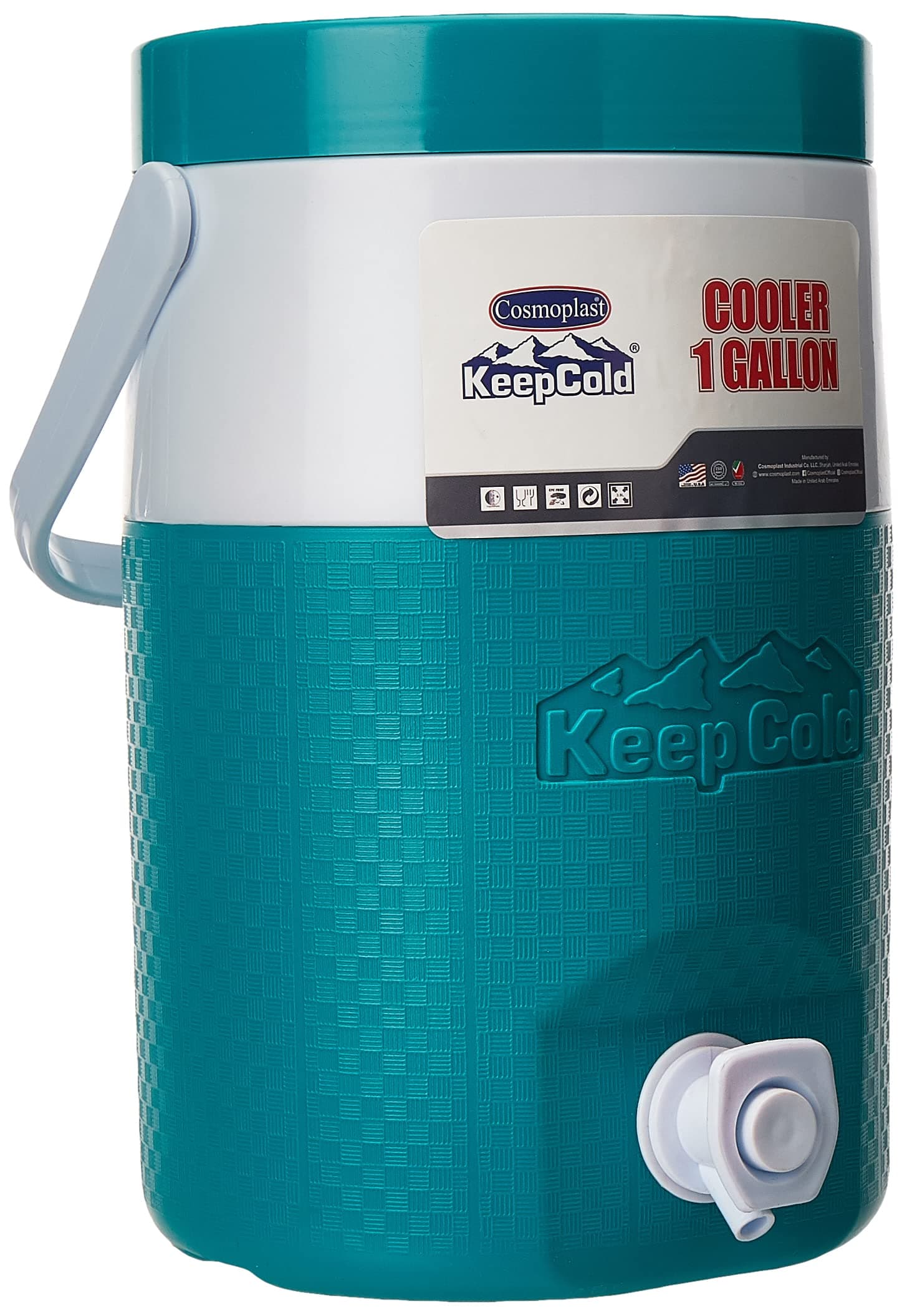 Cosmoplast Mfkcxx002Ta Keep Cold Plastic Insulated Water Cooler 1 Gallon - Teal, 4 Litres