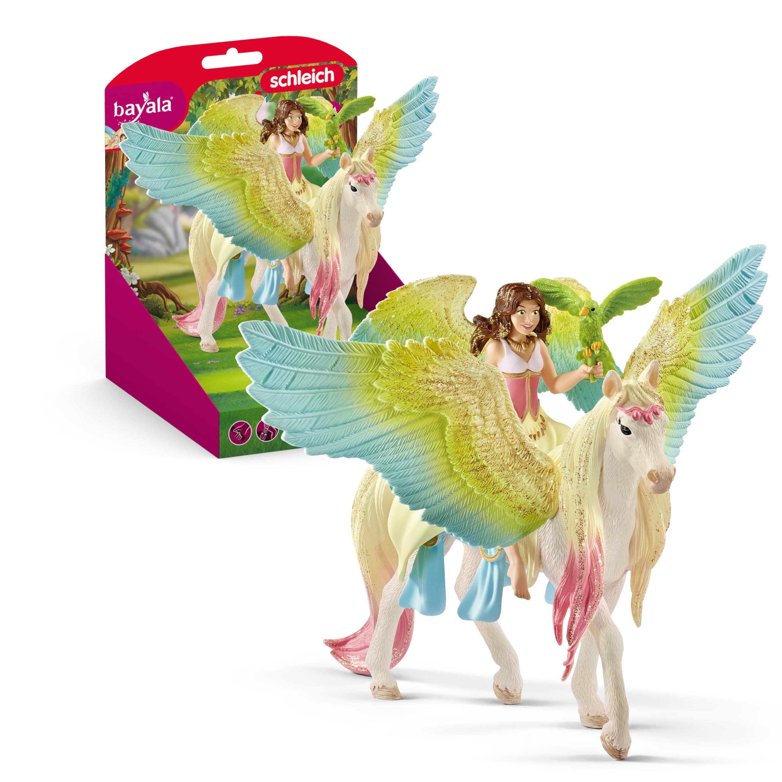 Schleich bayala, 3-Piece Playset, Unicorn Toys for Girls and Boys 5-12 years old, Fairy Surah with Glitter Pegasus