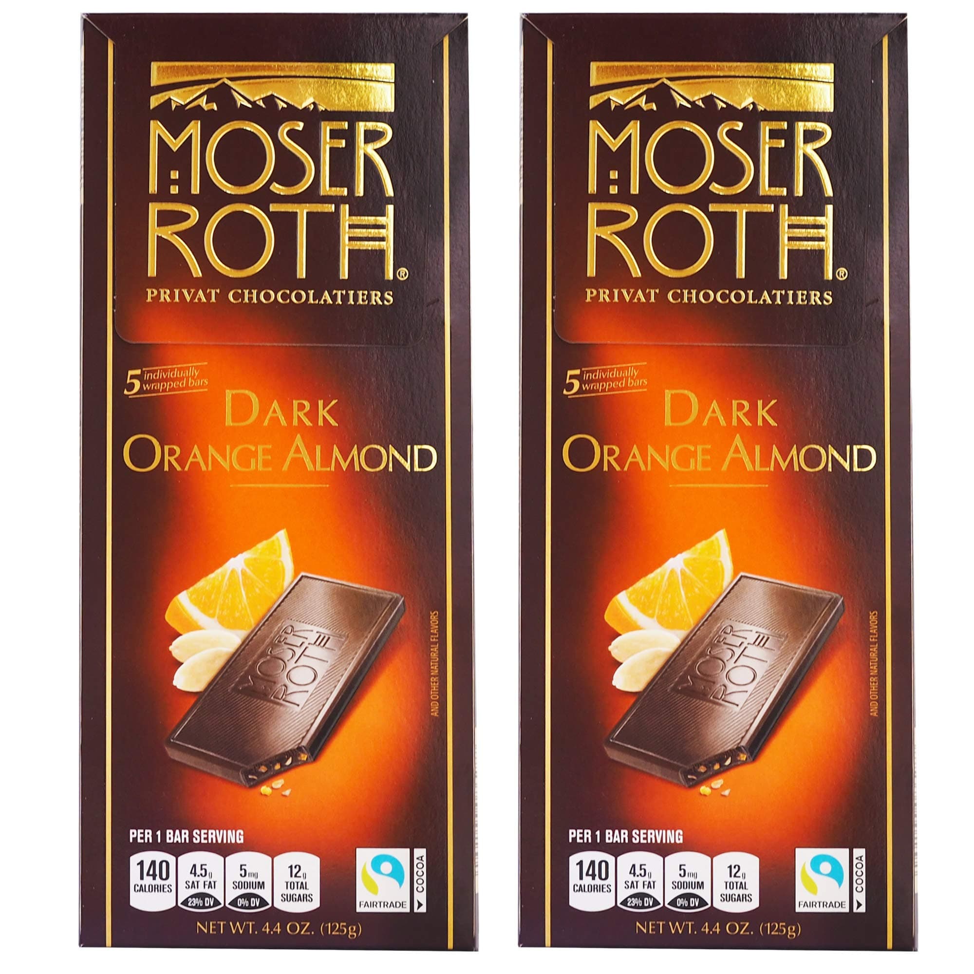 German Dark Chocolate Bars -Orange & Almond (pack of 2) by Moser Roth
