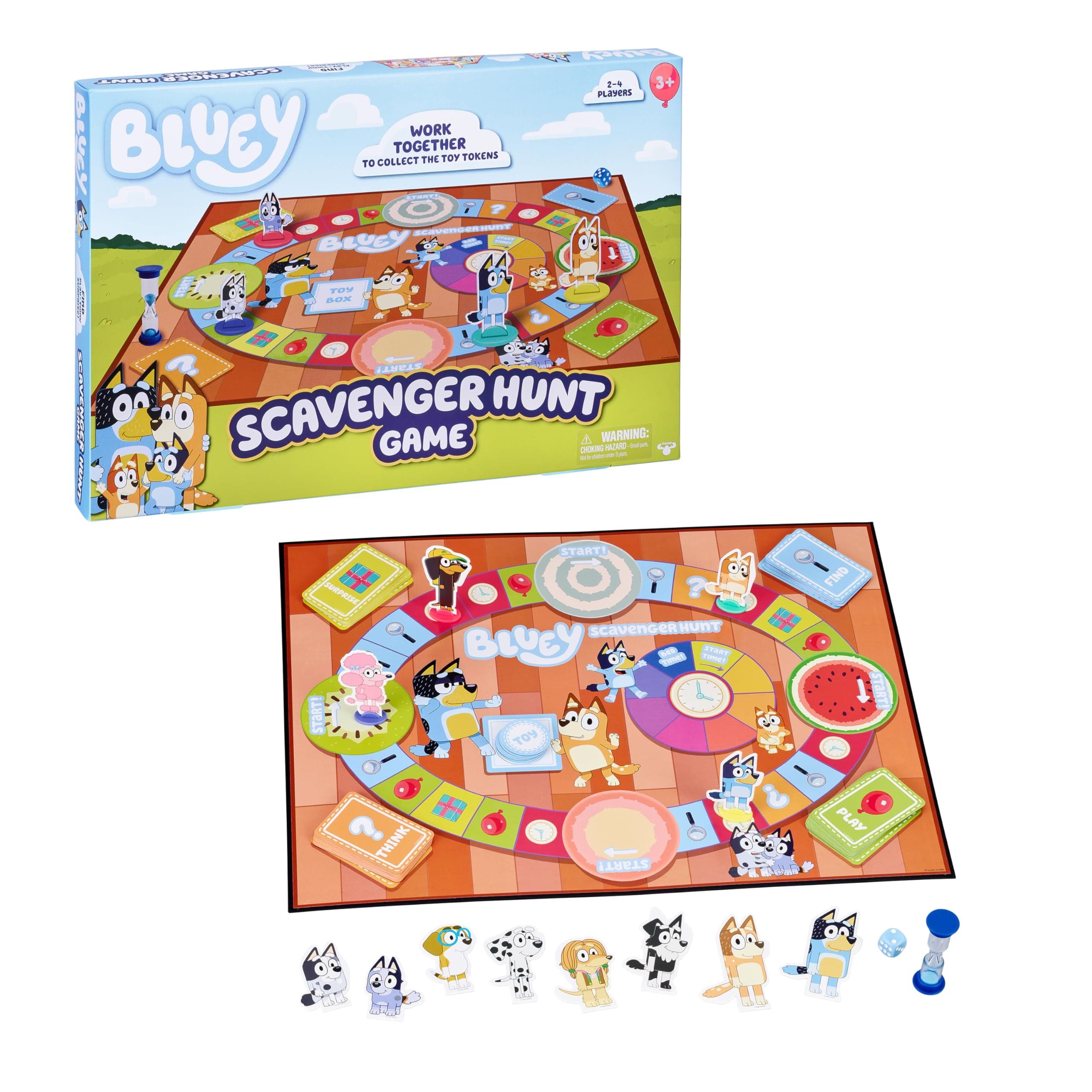 Scavenger Hunt Board Game, Cooperative Play with 4 Exclusive Mini-Figures, Indoor Games for Kids Ages 5+, Fun Toy Token Collecting Game