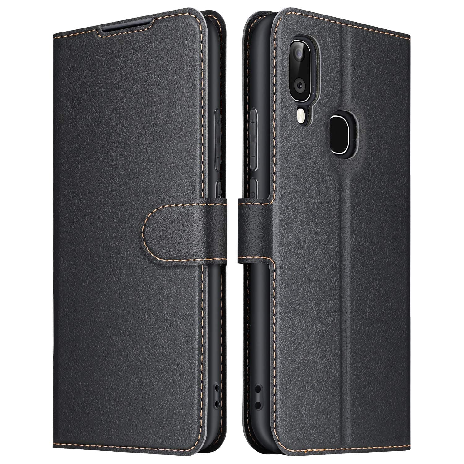 ELESNOW Case Compatible with Samsung Galaxy A20e, High-grade Leather Flip Wallet Phone Case Cover for Samsung Galaxy A20e (Black)