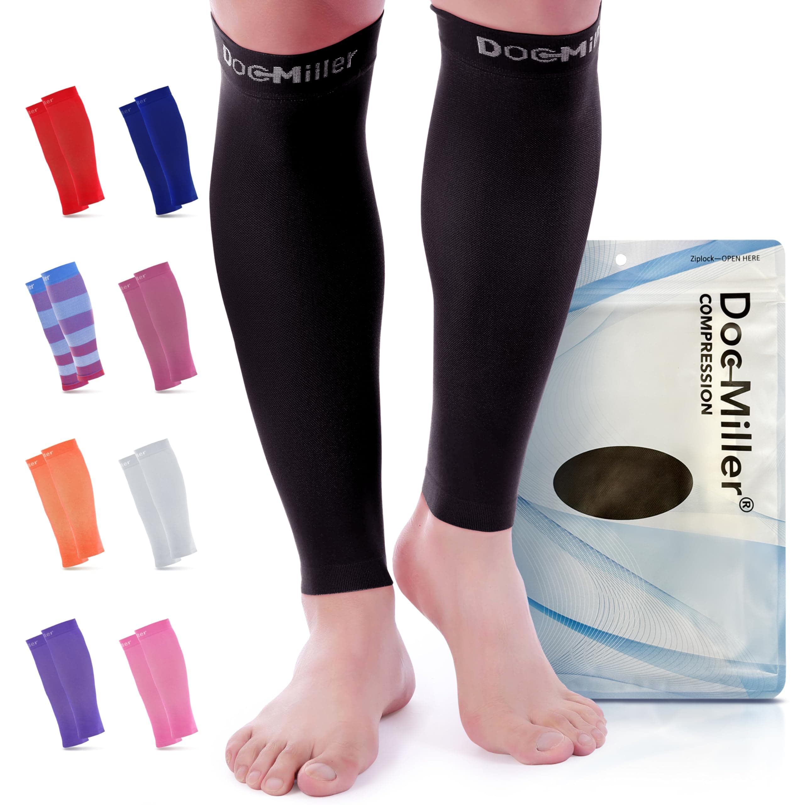 Compression Calf Sleeve for Men & Women – 20-30mmHg Graduated Support for Running, Shin Splints, Calf Strain – Knee High, Small to 6XL Plus Size