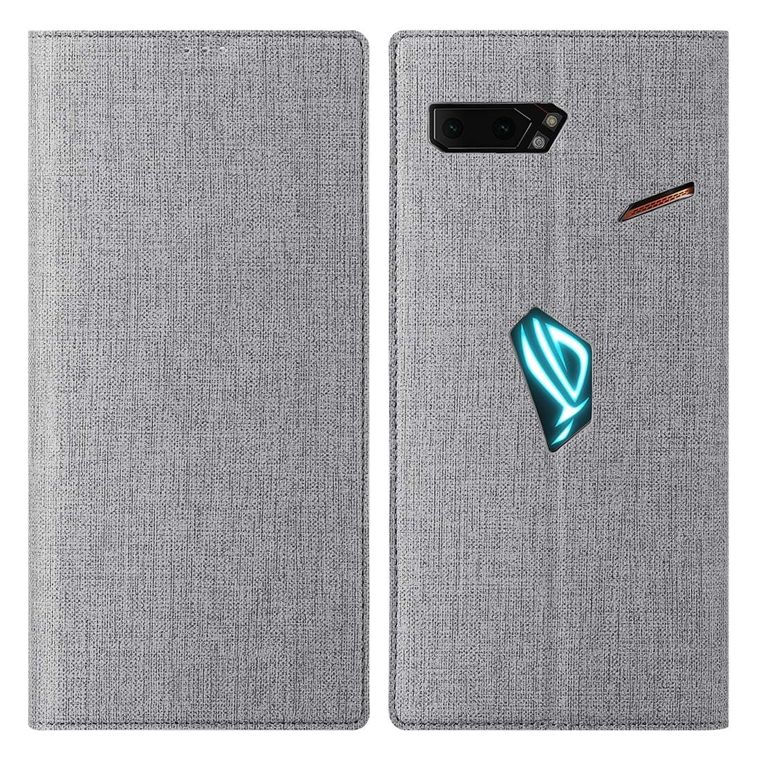 Eastcoo ASUS Rog Phone 2 Case, Luxury Magnetic Flip Folio Wallet Cover Kickstand Card Slots Bumper PU Leather TPU Rubber Slim Shockproof Anti-Scratch Protective Shell for ASUS Rog Phone 2, Gray