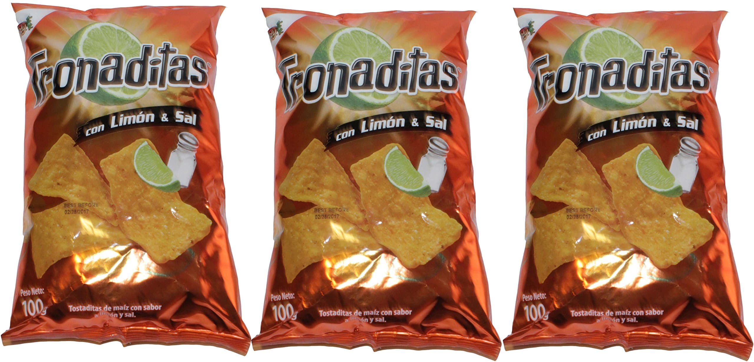 Tronaditas Con Limon Y Sal Chips 100g From Costa Rica (Pack of 3)