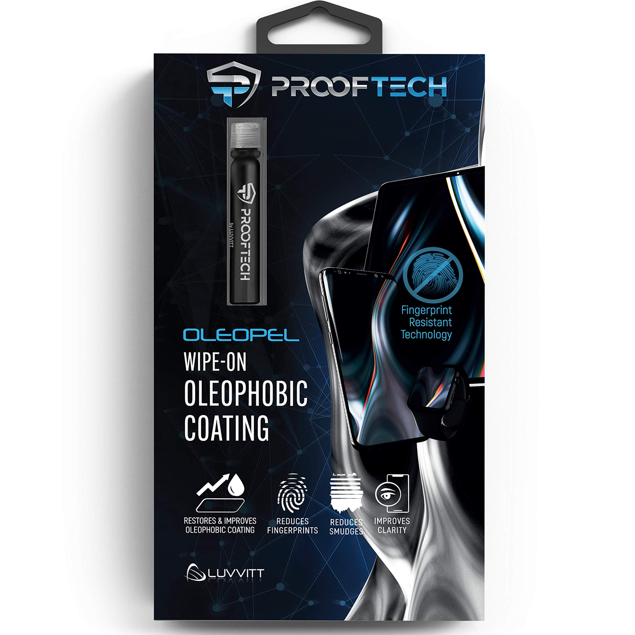OLEOPEL Oleophobic Coating Kit for 3 Uses | Liquid Fingerprint Free Wipes for All Smartphones, Tablets, Smartwatches, Glasses, Camera Lenses, Touch Screens - Bottle