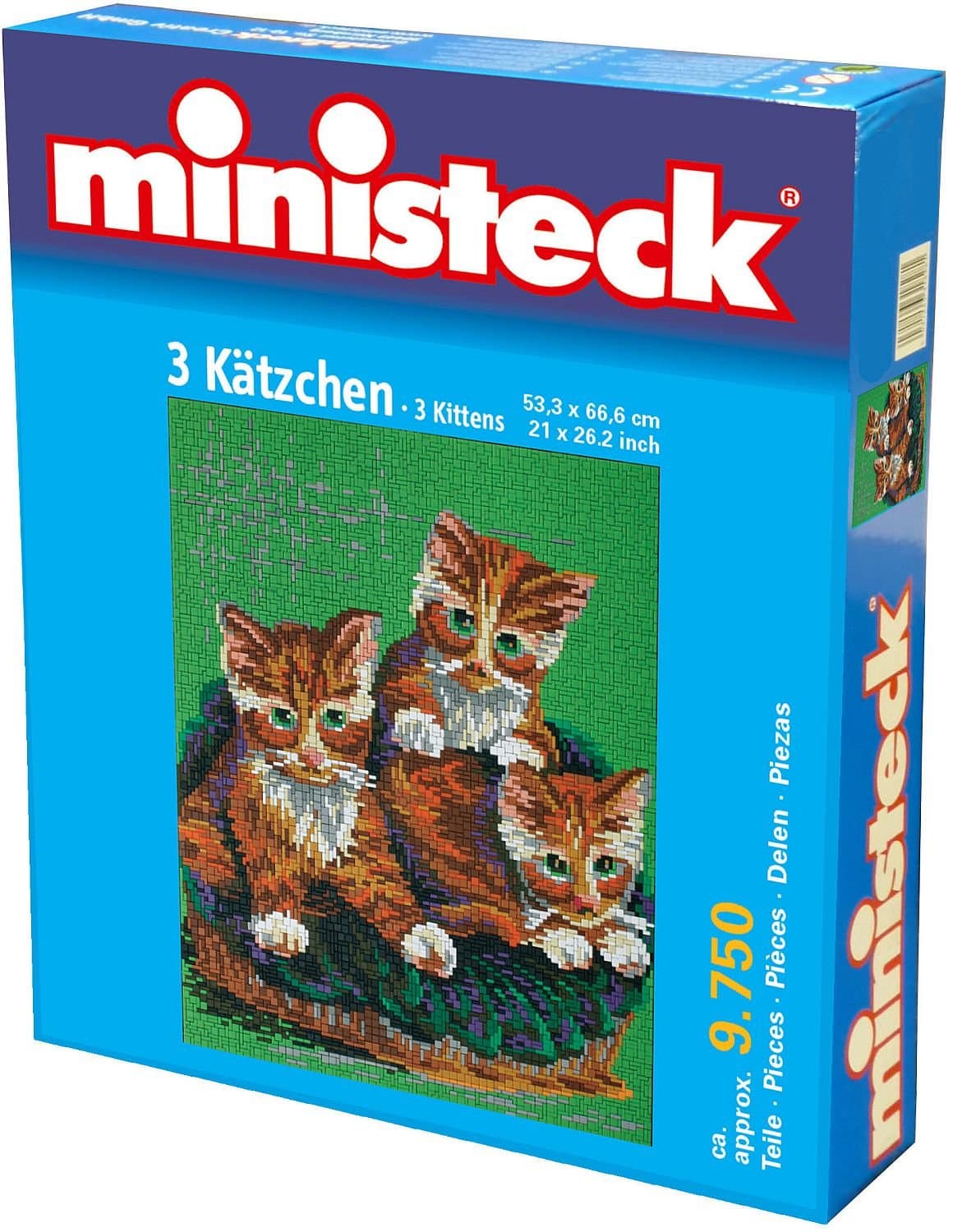 Ministeck31866 - Mosaikbild 3 Kätzchen, Steckplatten, ca. 9750 Steine und Zubehör, ideales Geschenk für kreatives Spielen