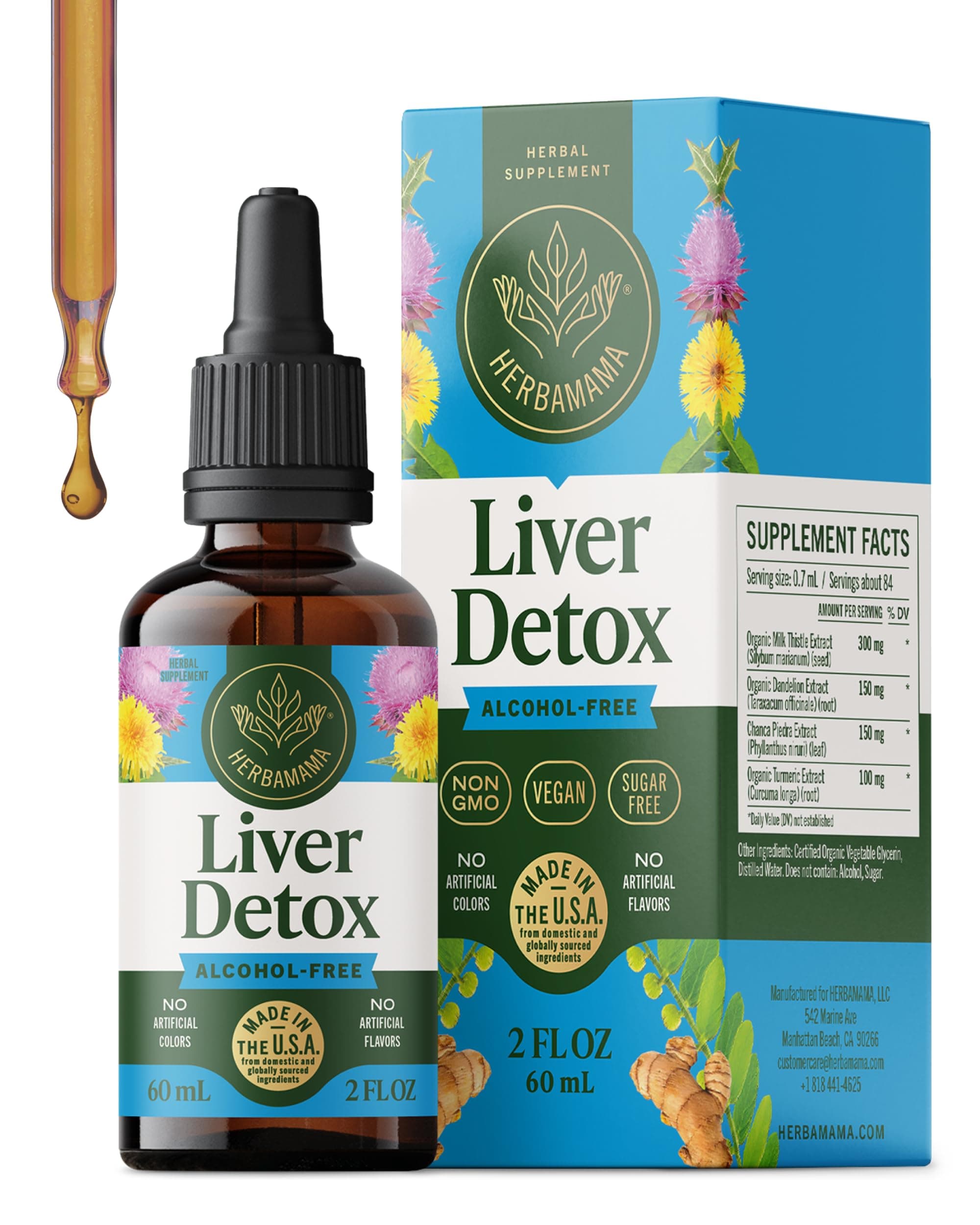 Liver Support Tincture - Vegan Liver Detox Liquid Drops with Milk Thistle, Dandelion Root & Chanca Piedra - Non-GMO, Alcohol & Sugar-Free Liquid Cleanse Supplement, 42-Day Supply