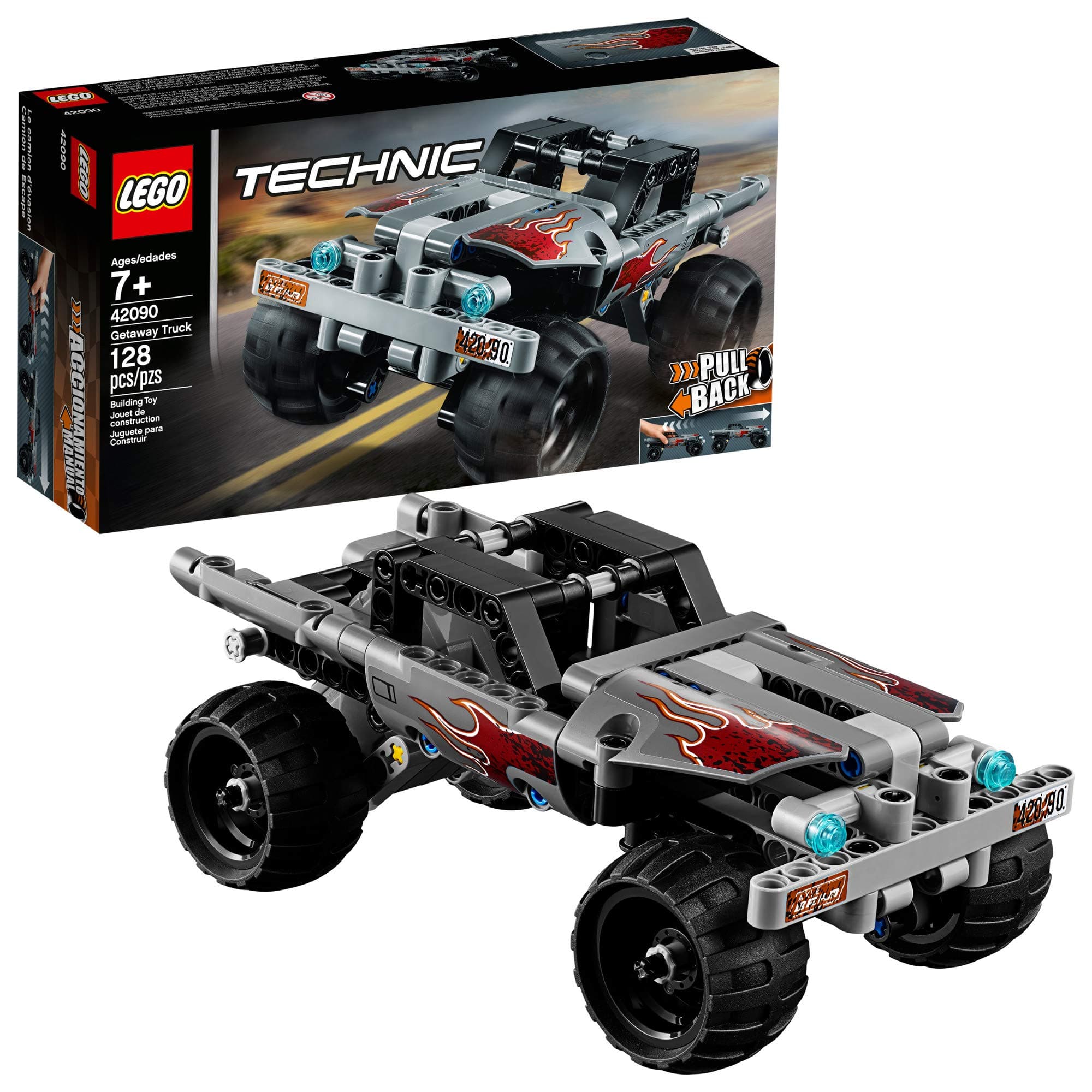 42090 Technic Getaway Truck with Pull-Back Motor, Monster Truck Model, Building Set for 7+ Years Old Boys and Girls
