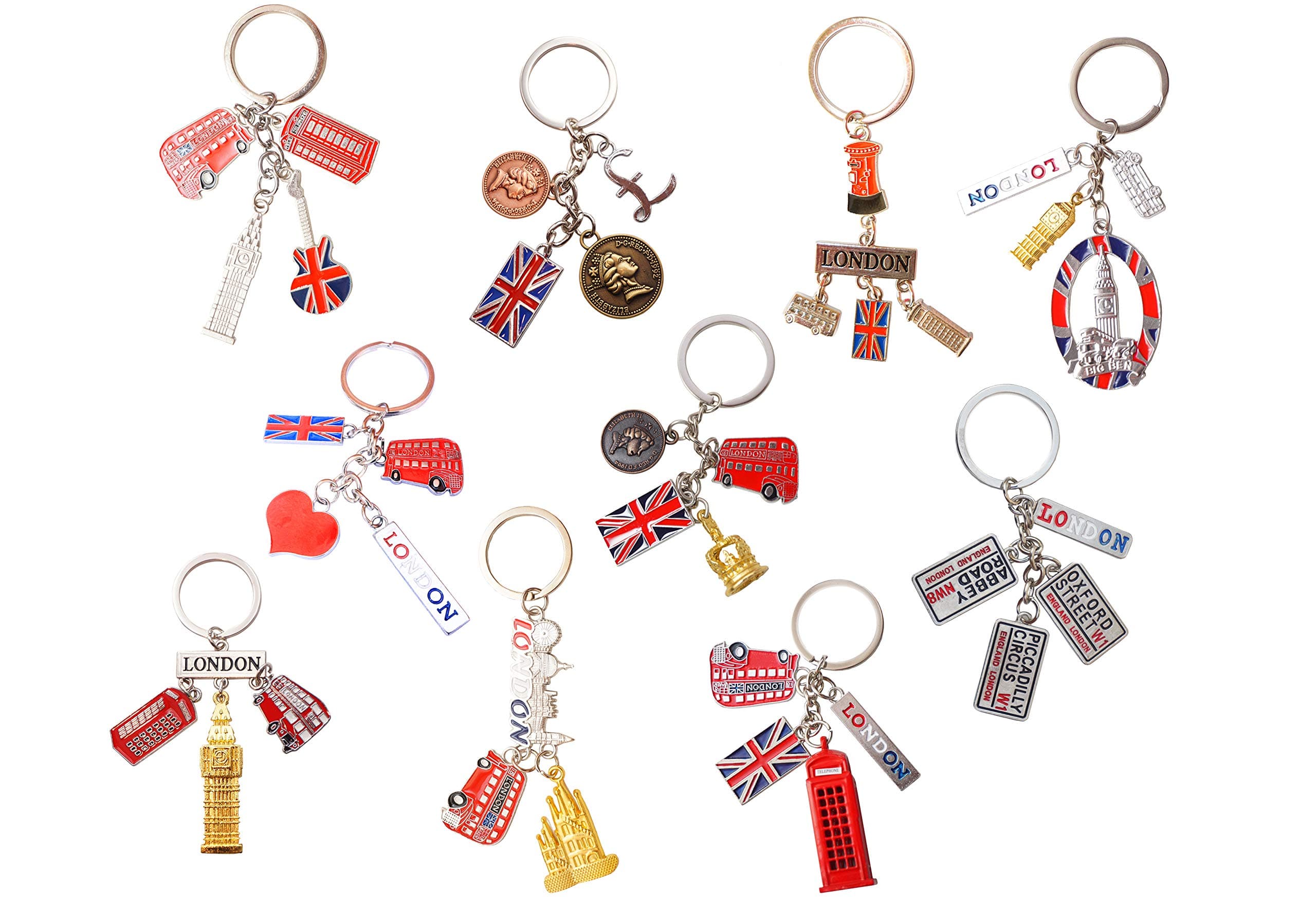 London Icons Mix UK Souvenir - Set of 7 Key Rings by Shoponica