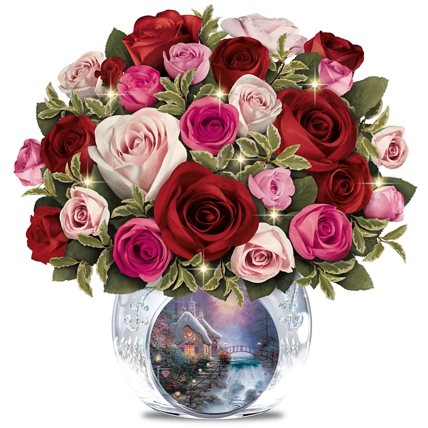 The Bradford Exchange Thomas Kinkade Today, Tomorrow, Always Floral Table Centerpiece: Lights Up