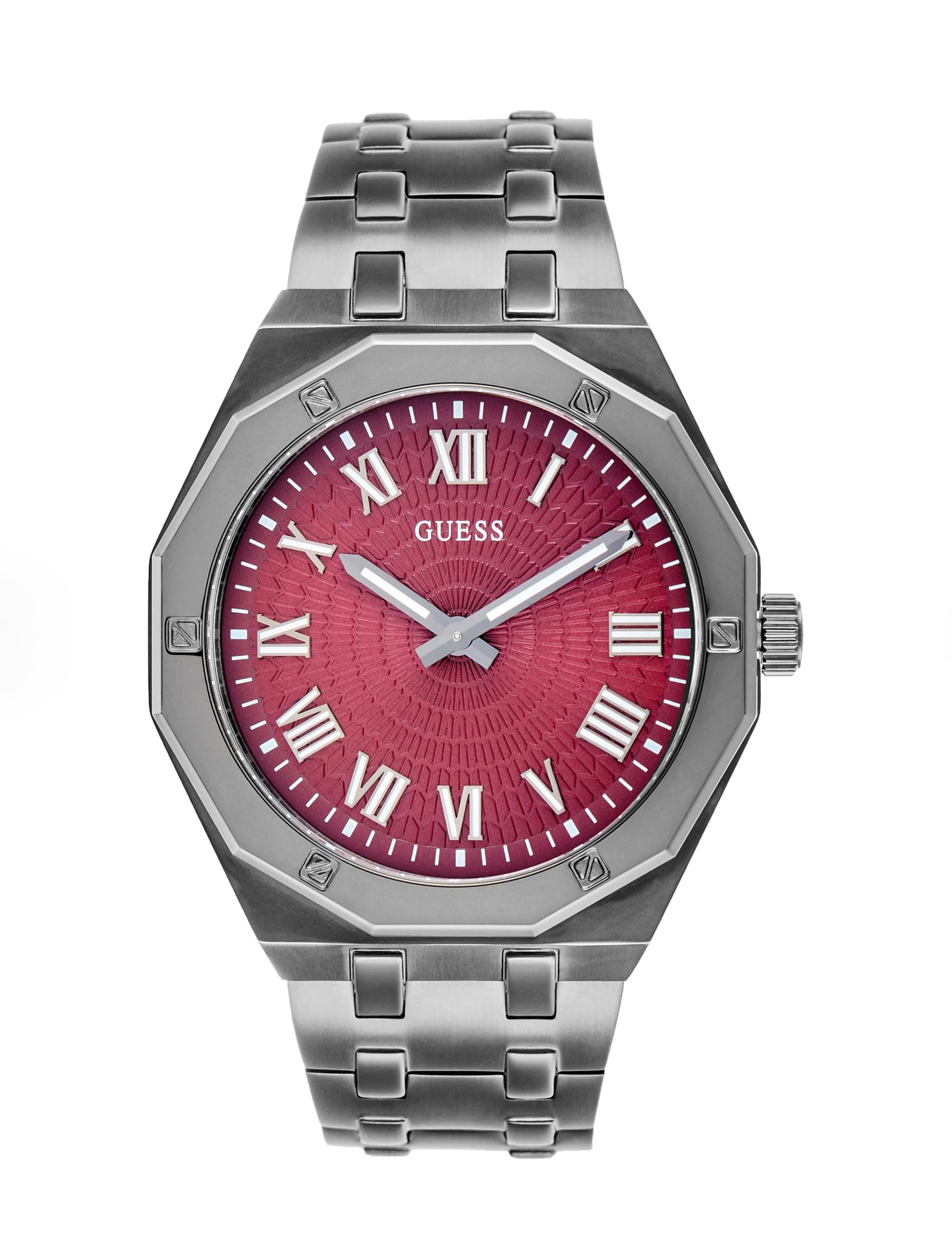 Gunmetal and Burgundy Analog Watch