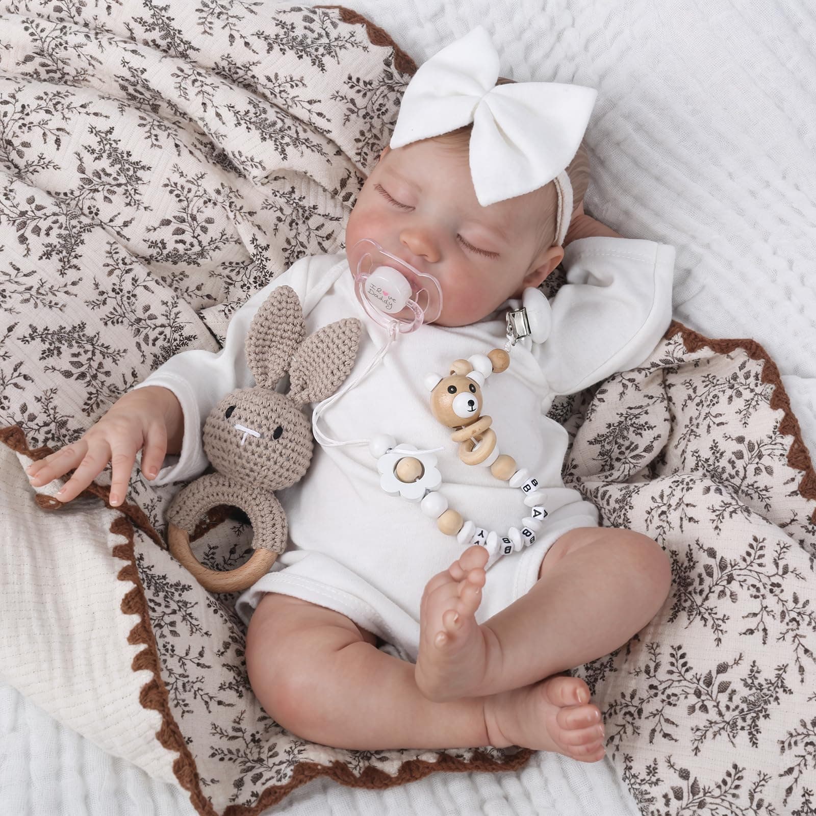 KSBD Reborn Baby Dolls - 20 Inch Lifelike Newborn Baby Doll, Realistic Baby Doll with Advanced Painted Veins, Look Real Sleeping Girl Baby with Soft Cloth Body for Kid Age 3+ Laura