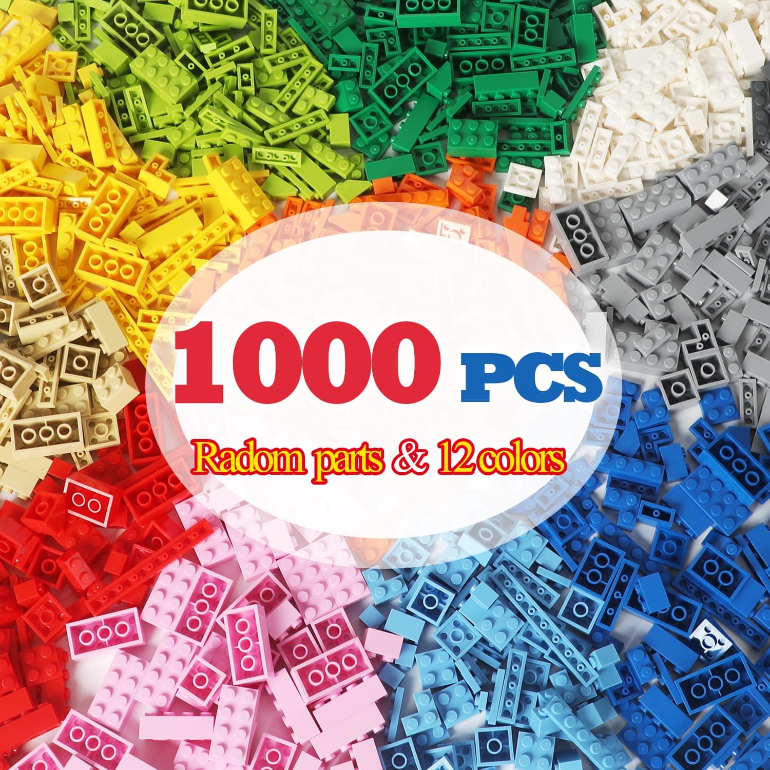 1000 PCS Building Bricks Compatible with Lego Classic - 1000 Pieces Basic Bulk Building Blocks in Random Color - Mixed Shape